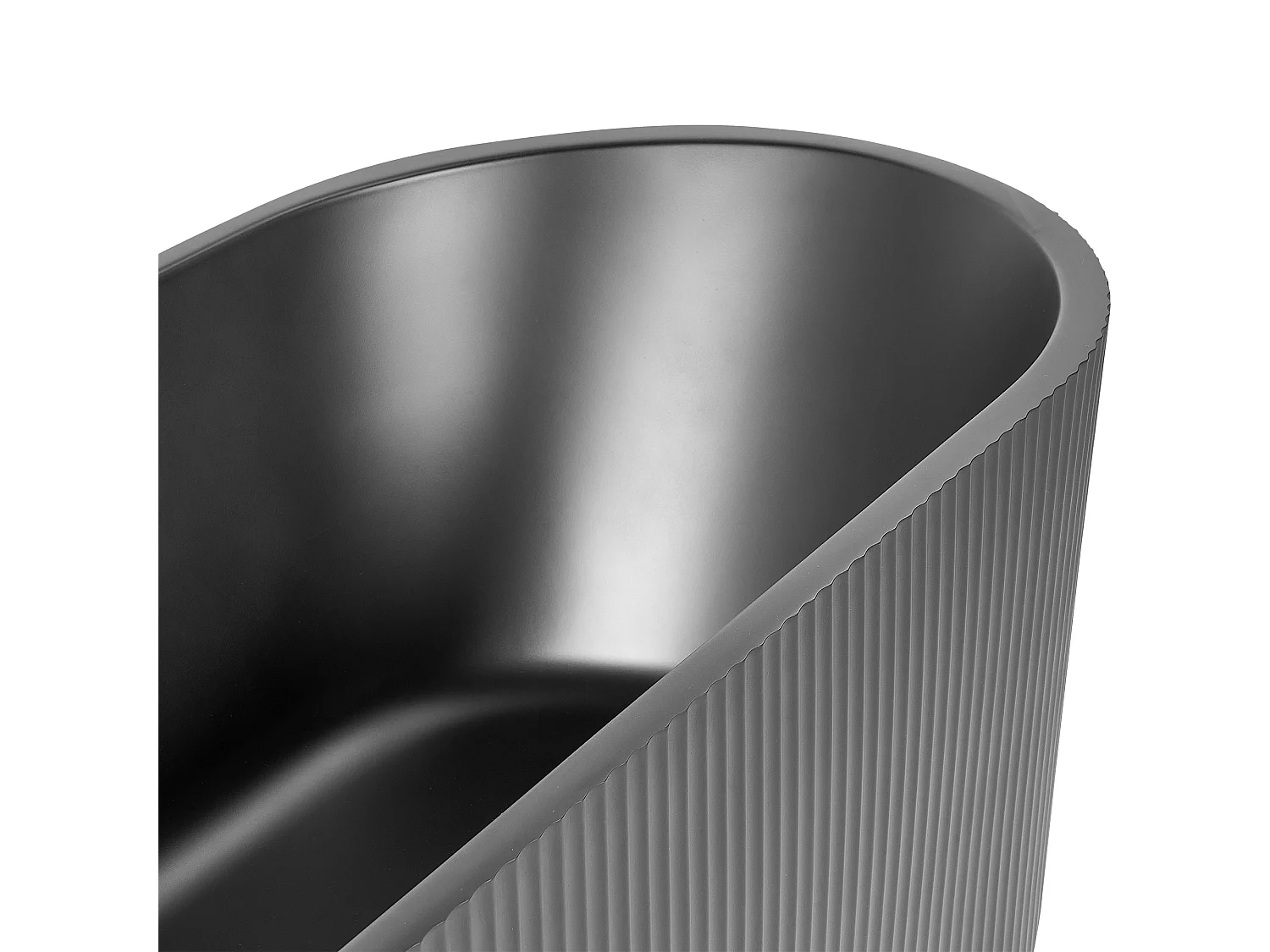 Moderne freistehende Badewanne 169 x 80 cm Ovale Form Acryl geriffelte Oberfläche Badezimmer mattschwarz Gocta