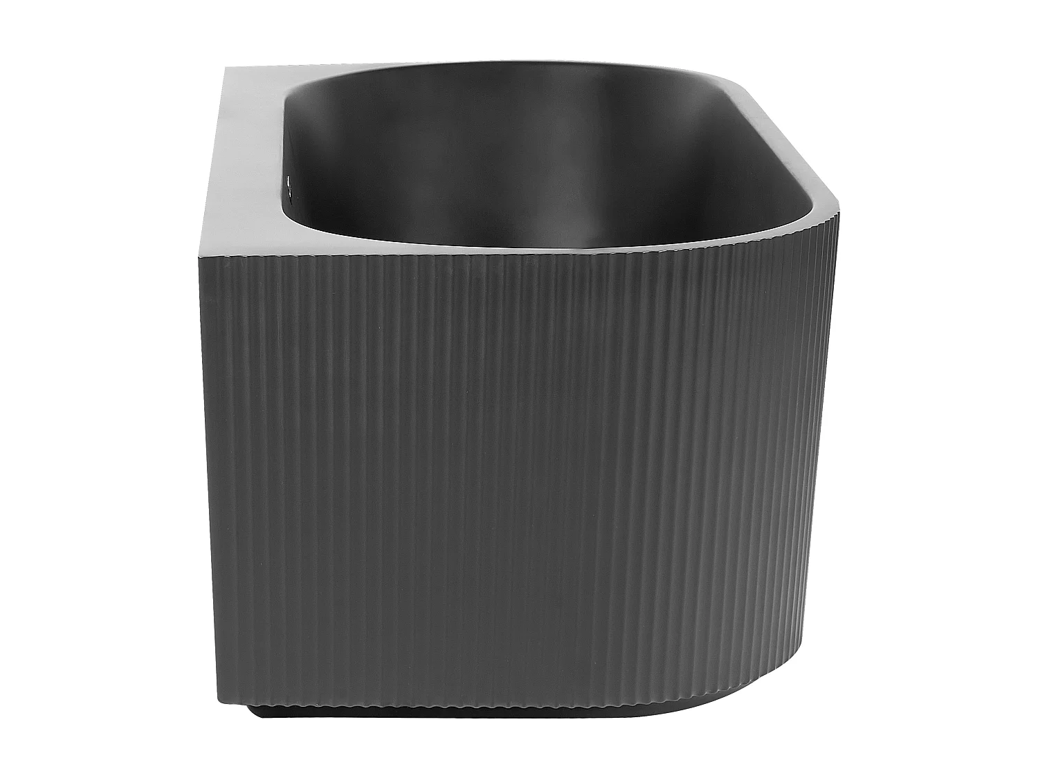 Moderne ovale Rückwand-Badewanne 170 x 80 cm Acryl geriffelte Oberfläche Badezimmer mattschwarz Gocta