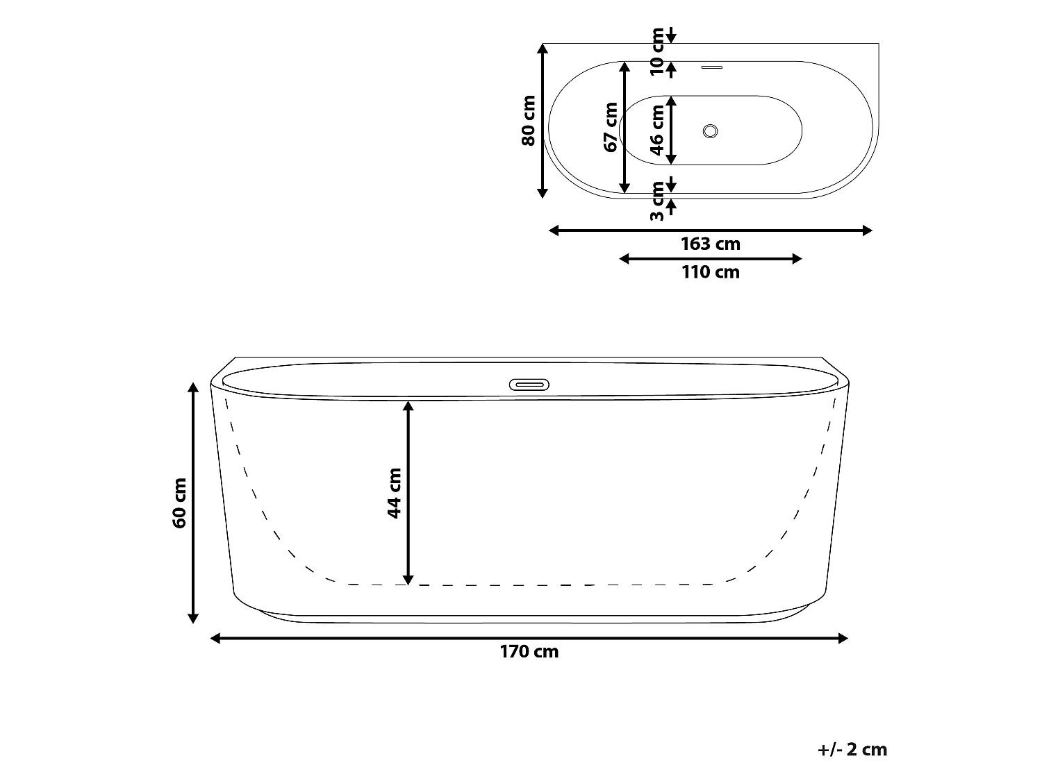 Baignoire GOCTA 170 x 80 cm Noir