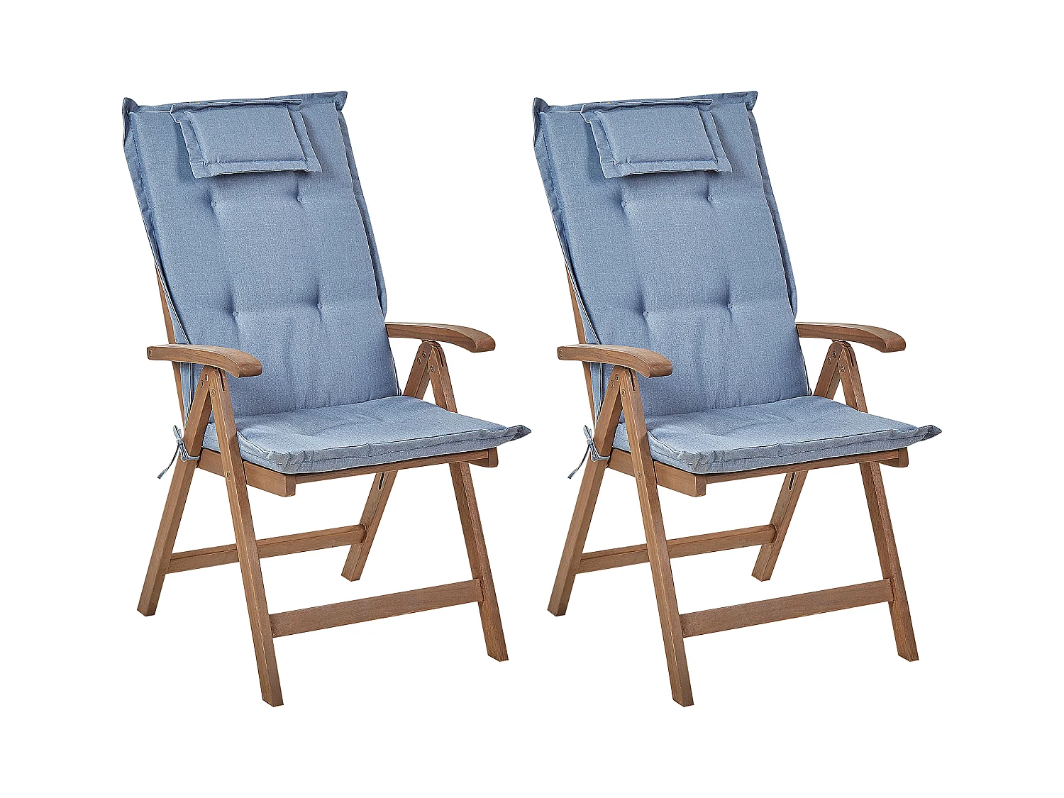 Lot de 2 chaises de jardin avec coussins AMANTEA Acacia Bleu