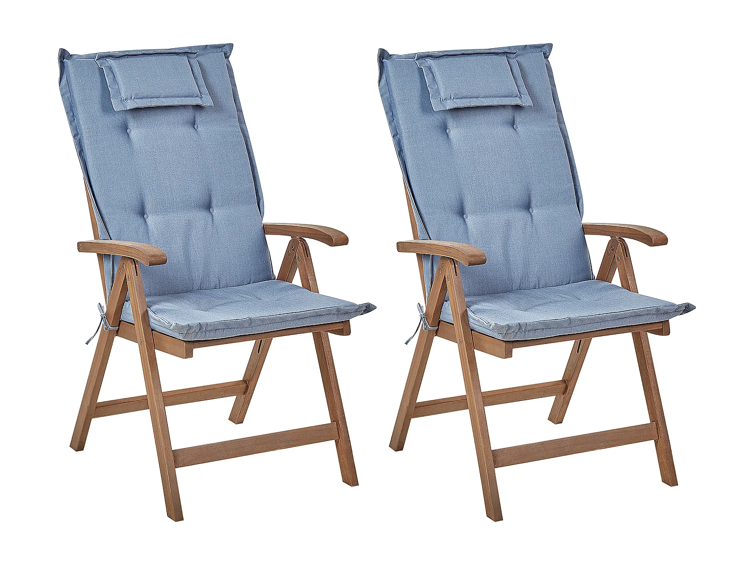 Set di 2 sedie da giardino con cuscini AMANTEA Legno d'acacia Blu