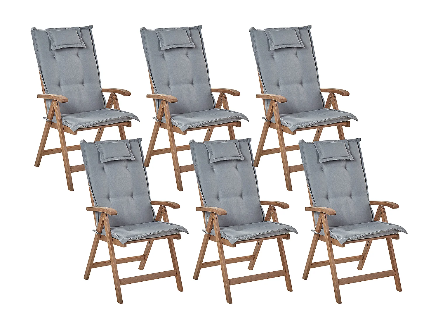 Set di 6 sedie da giardino con cuscini AMANTEA Legno d'acacia Grigio