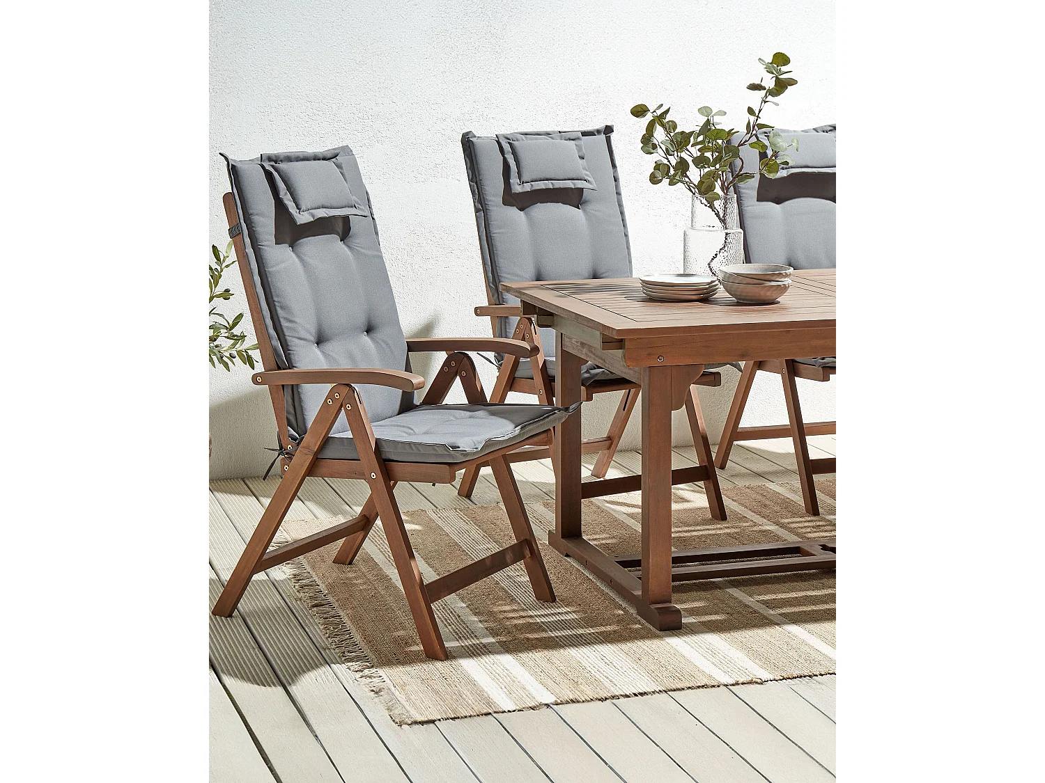 Set di 6 sedie da giardino con cuscini AMANTEA Legno d'acacia Grigio