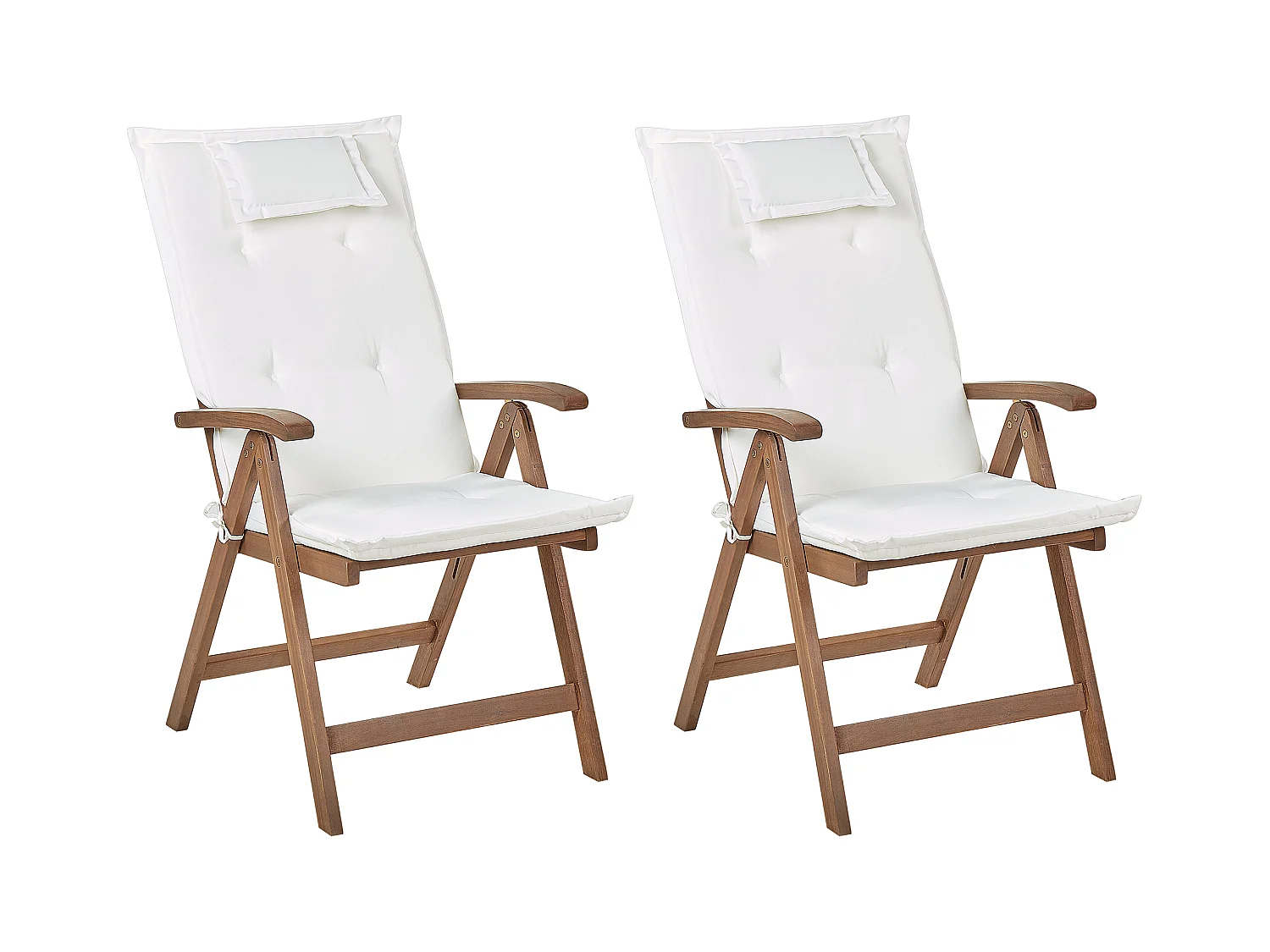 Lot de 2 chaises de jardin avec coussins AMANTEA Acacia Blanc cassé