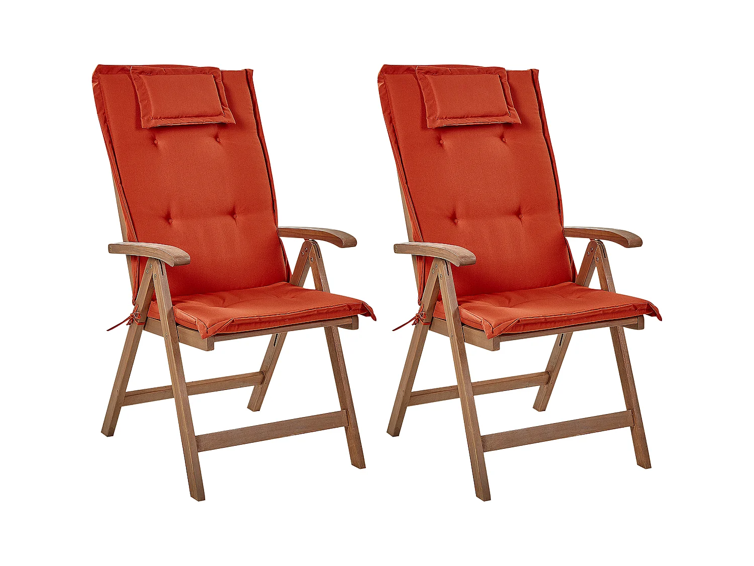 Lot de 2 chaises de jardin avec coussins AMANTEA Acacia Rouge