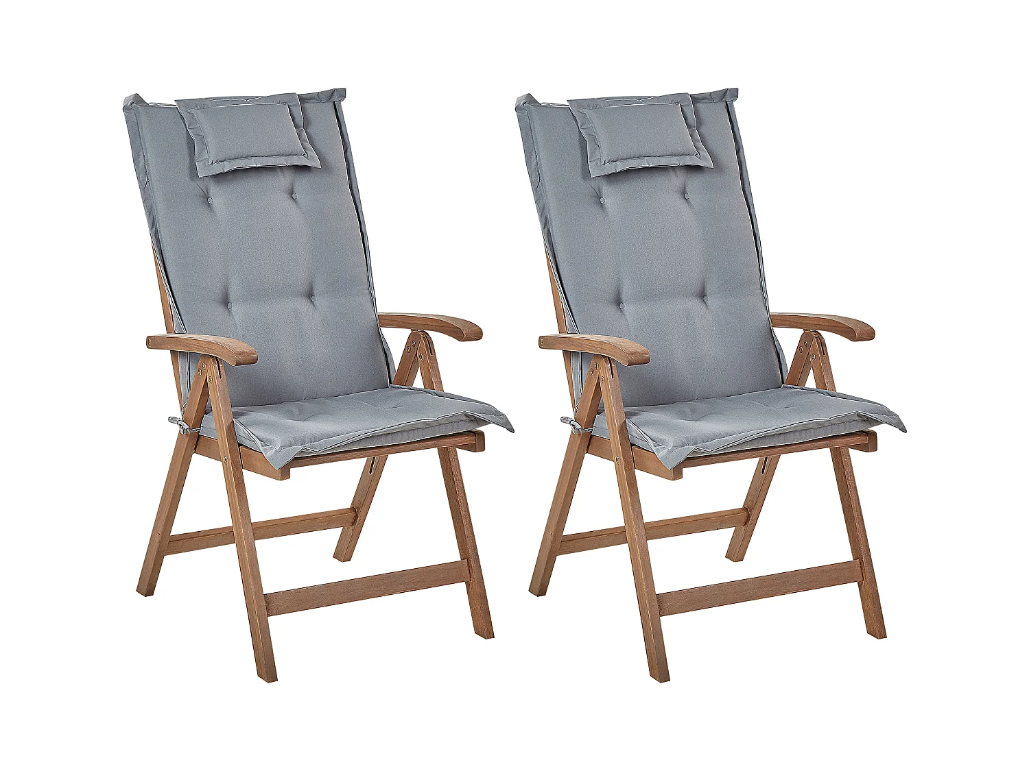 Lot de 2 chaises de jardin avec coussins AMANTEA Acacia Gris