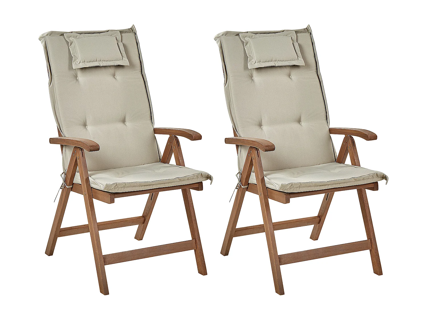 Zestaw 2 krzeseł ogrodowych z poduszkami AMANTEA Drewno akacjowe Beżowoszary