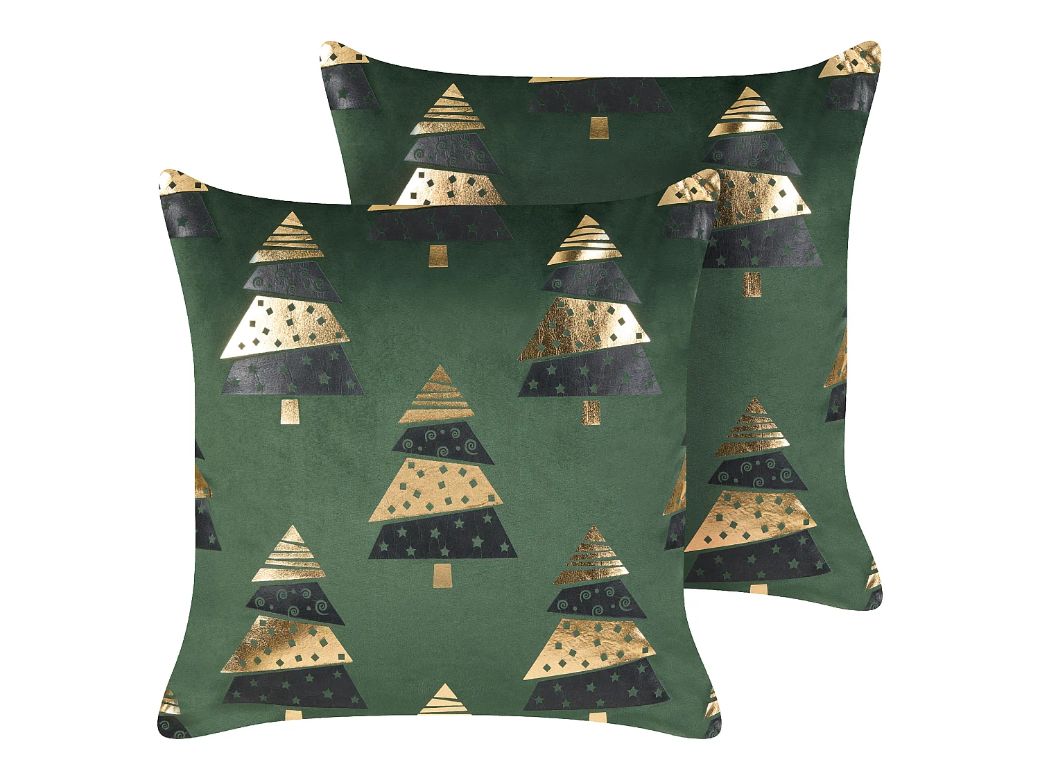 Lot de 2 coussins décoratifs GOLDSPRUCE Velours 45 x 45 cm Vert Motif de Noël