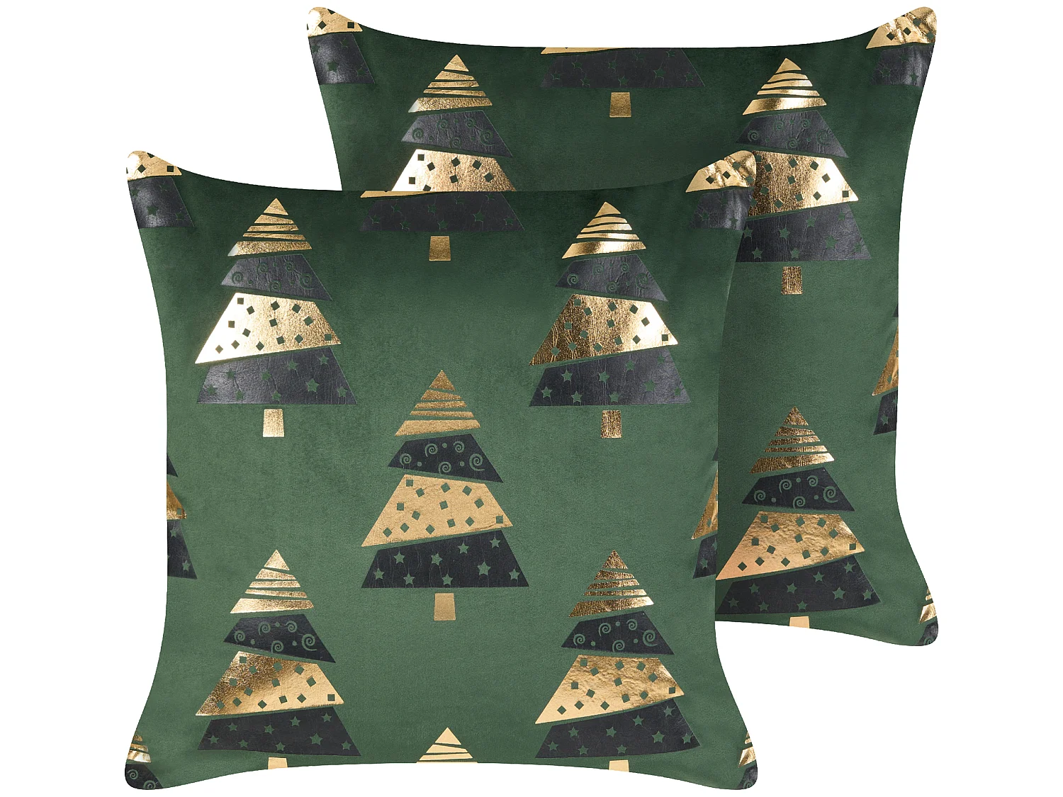 Lot de 2 coussins décoratifs GOLDSPRUCE Velours 45 x 45 cm Vert Motif de Noël