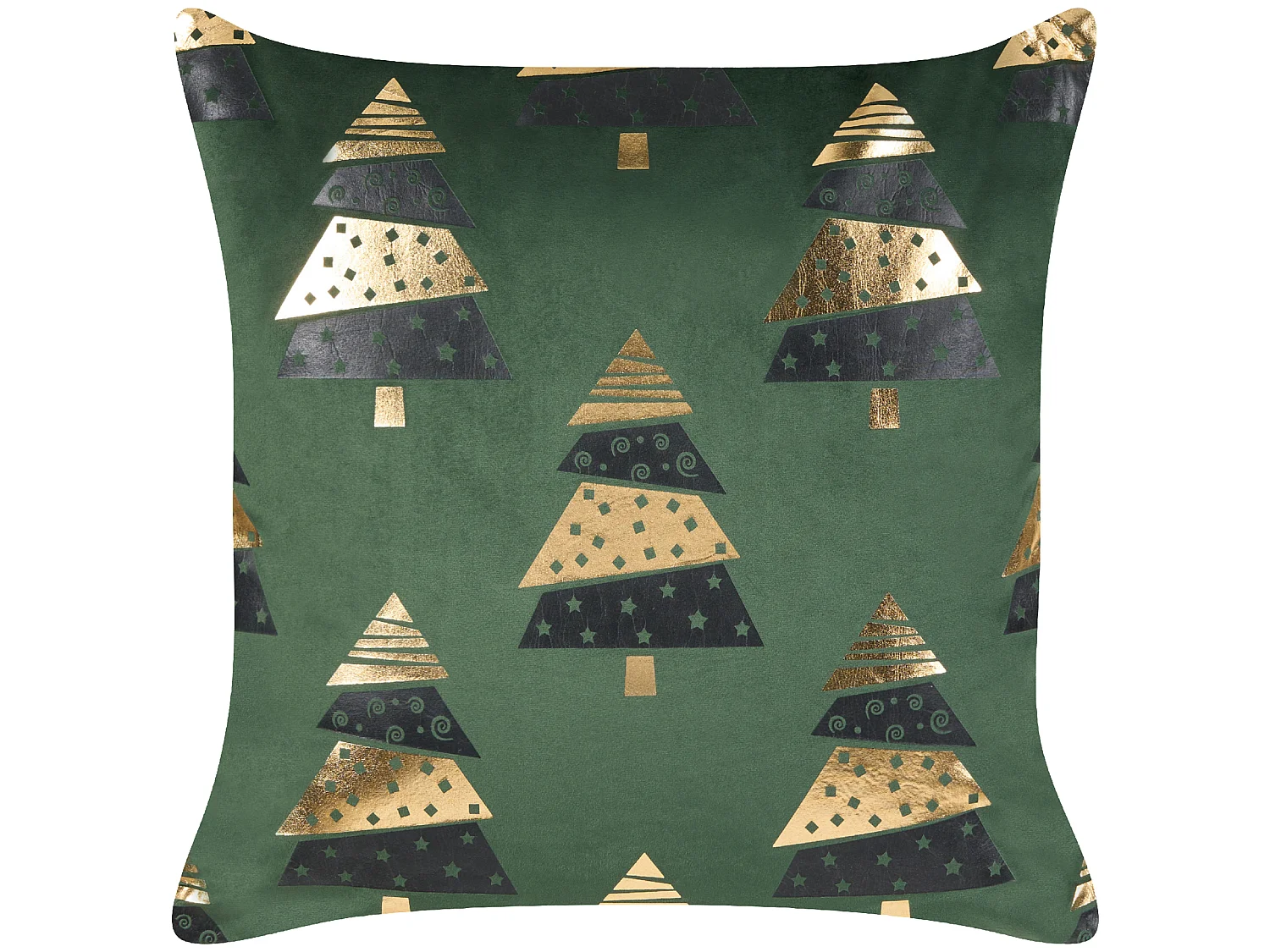 Lot de 2 coussins décoratifs GOLDSPRUCE Velours 45 x 45 cm Vert Motif de Noël