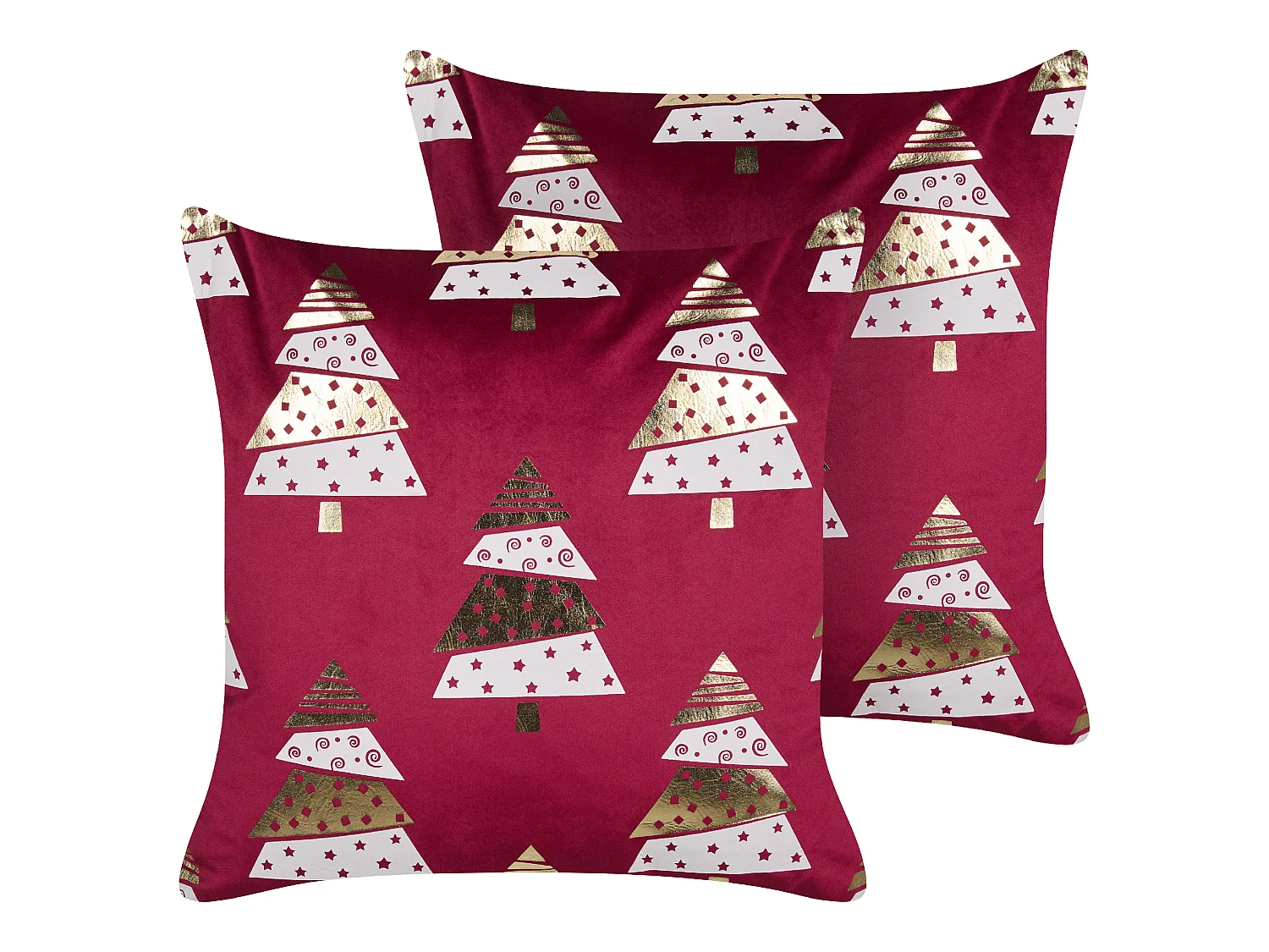 Lot de 2 coussins décoratifs GOLDSPRUCE Velours 45 x 45 cm Rouge Motif de Noël