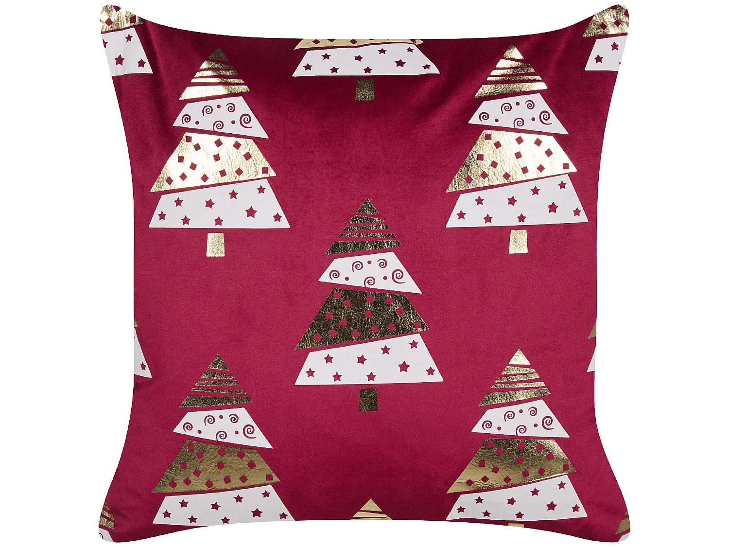 Lot de 2 coussins décoratifs GOLDSPRUCE Velours 45 x 45 cm Rouge Motif de Noël