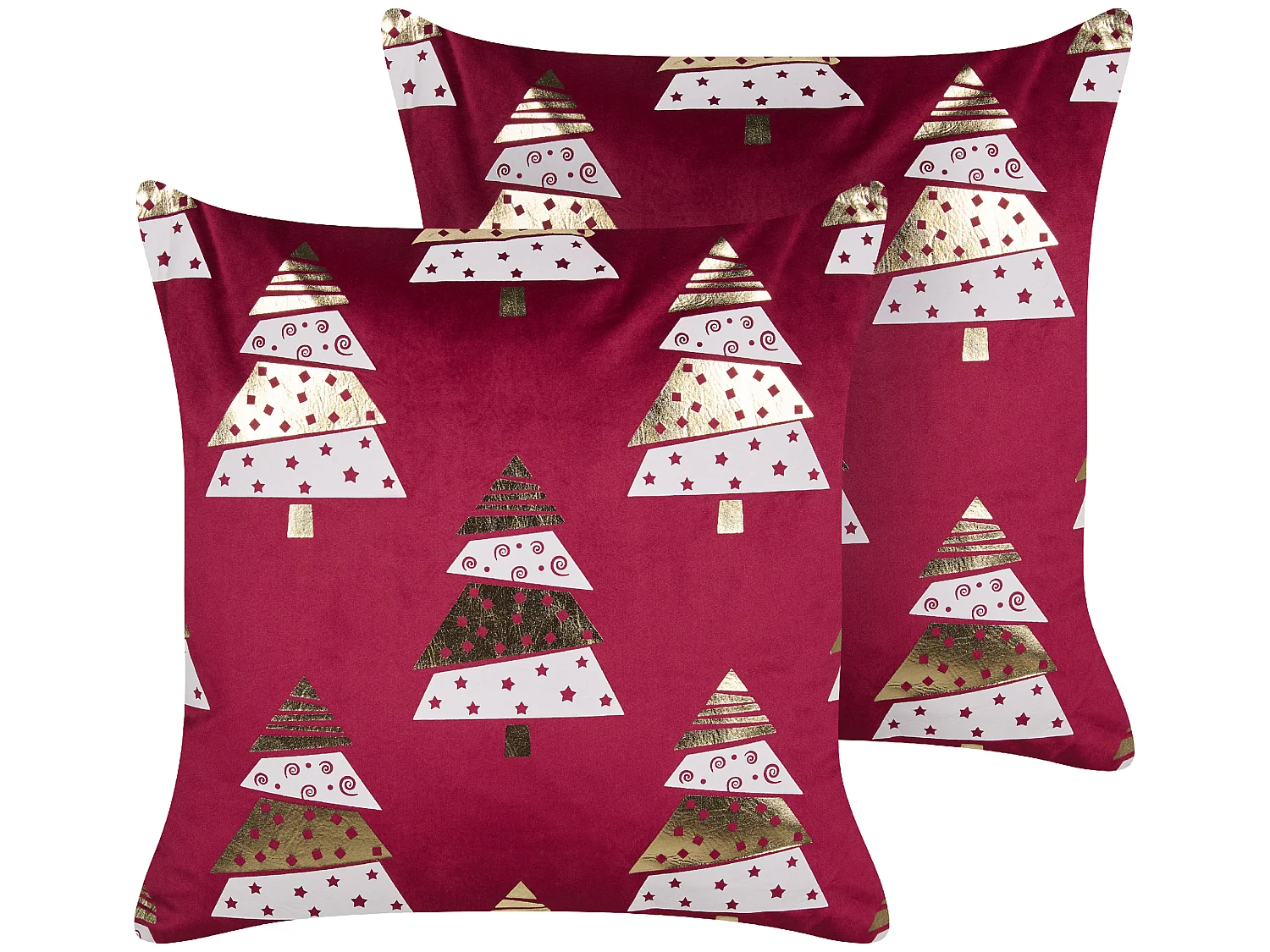 Set van 2 decoratieve kussens GOLDSPRUCE Fluweel 45 x 45 cm Rood Kerst patroon