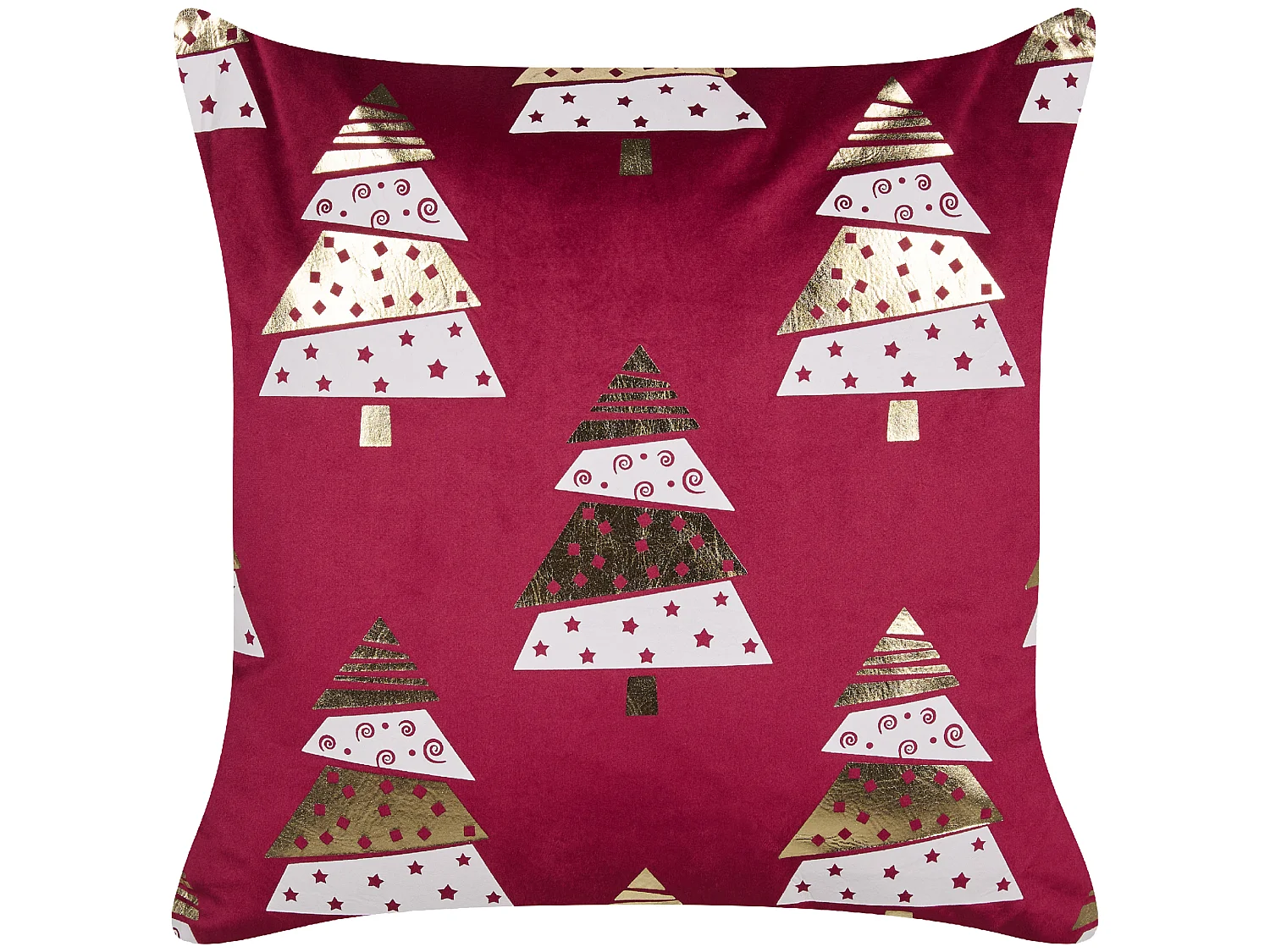 Set van 2 decoratieve kussens GOLDSPRUCE Fluweel 45 x 45 cm Rood Kerst patroon