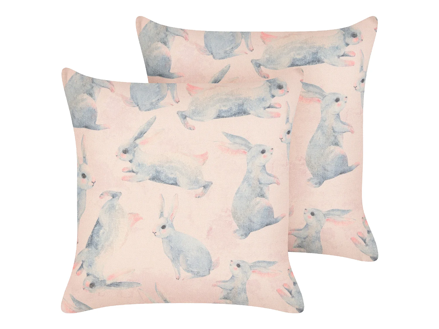 Lot de 2 coussins en coton à motif de lapin rose 45 x 45 cm RATIBIDA