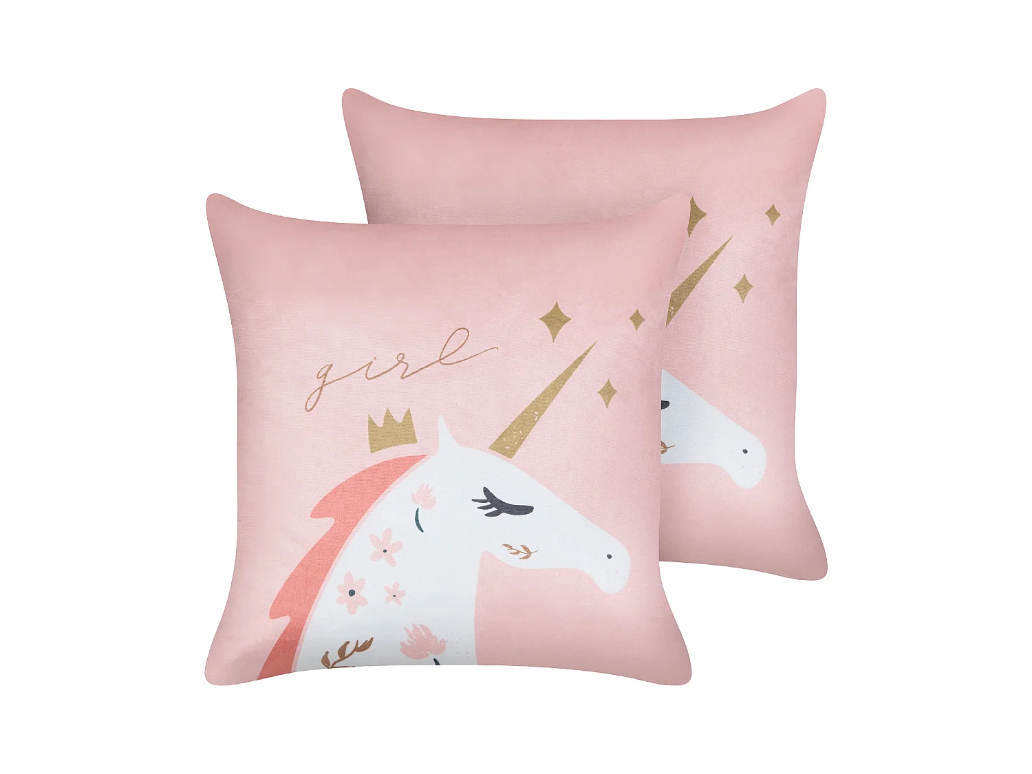 Lot de 2 coussins décoratifs UNIOLA Velours 45 x 45 cm Rose