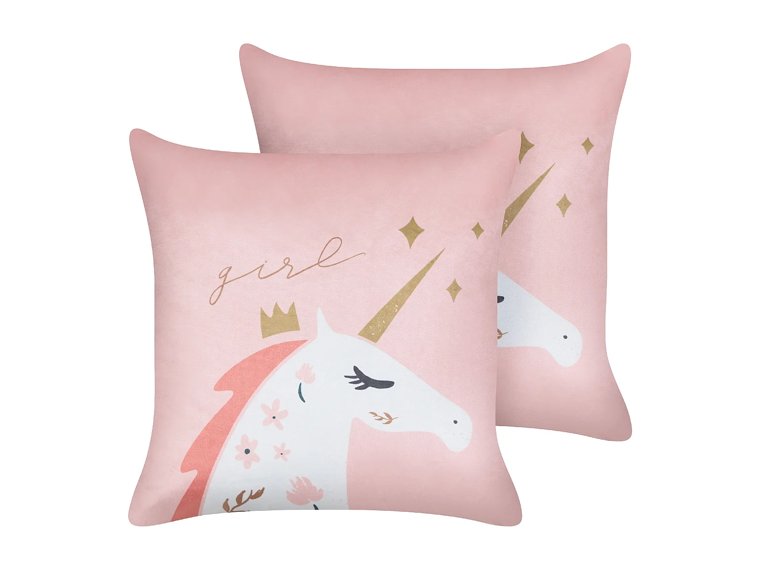 Lot de 2 coussins décoratifs UNIOLA Velours 45 x 45 cm Rose