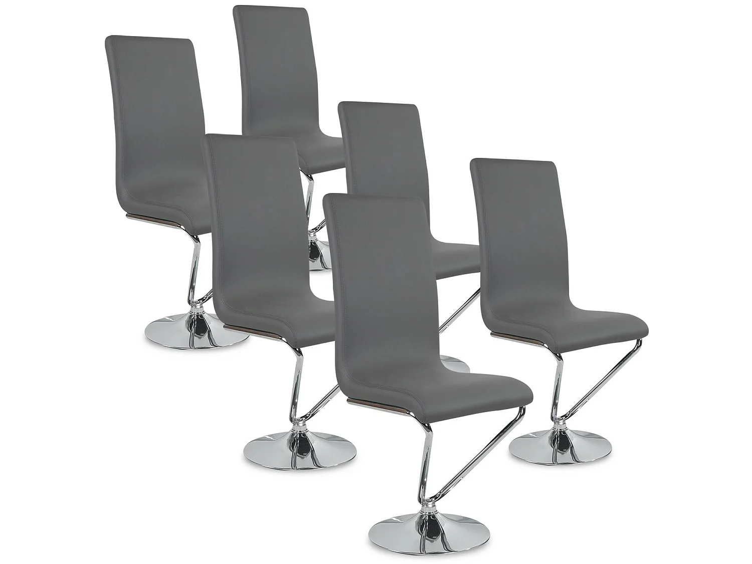 Lot de 6 chaises design Colami Gris