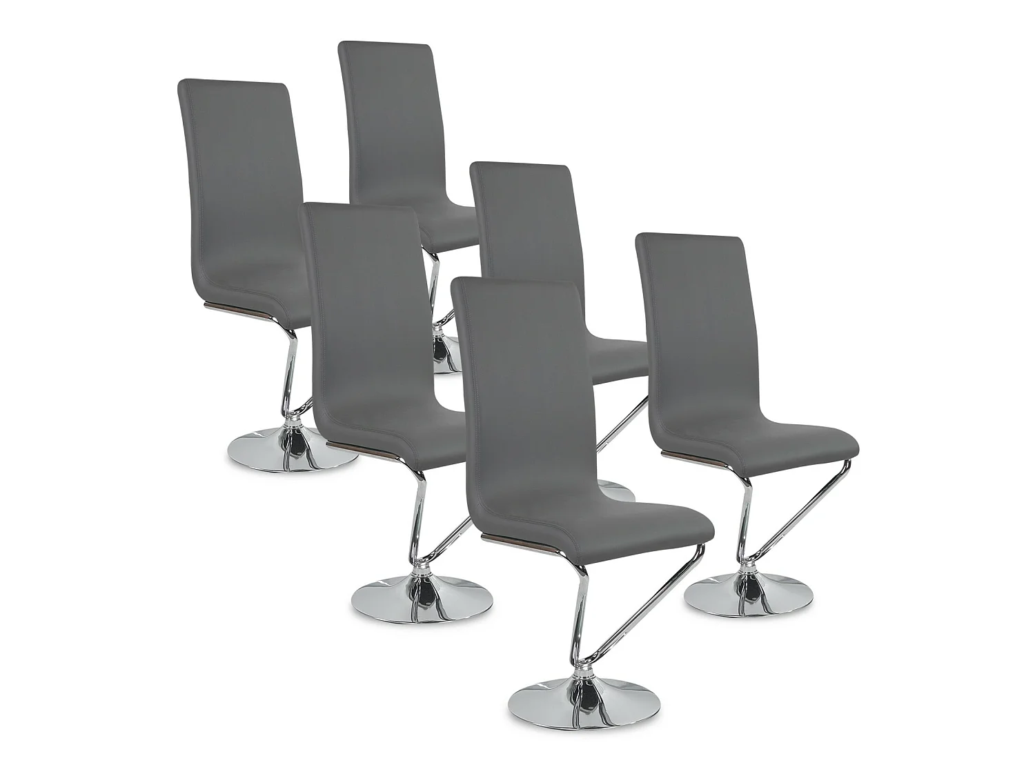Lot de 6 chaises design Colami Gris
