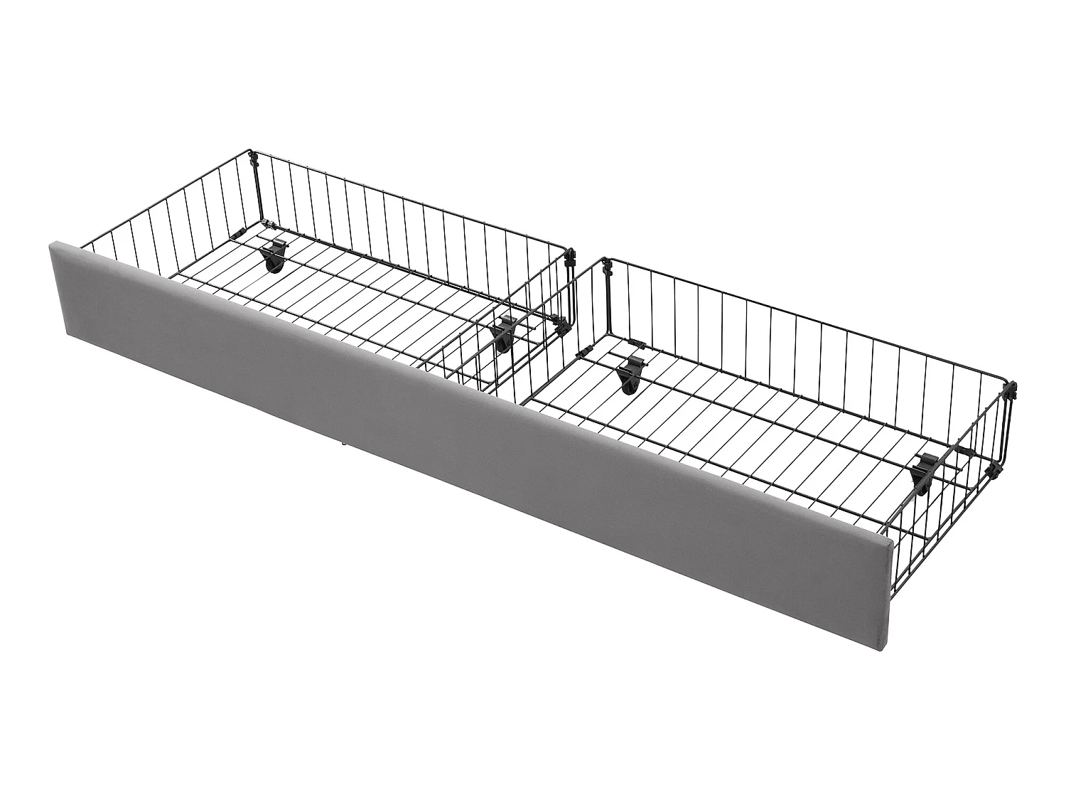 Cama contenedor acolchada 160x200cm en terciopelo - con cajón y somier - Gris (sin colchón)