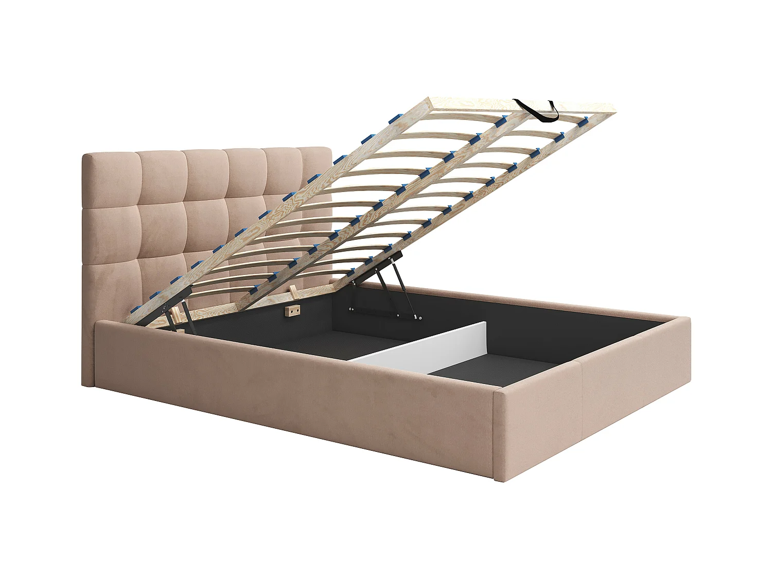 Bed met opbergruimte 160 x 200 cm - Fluweel - Beige + matras - MIRDAL van Pascal Morabito