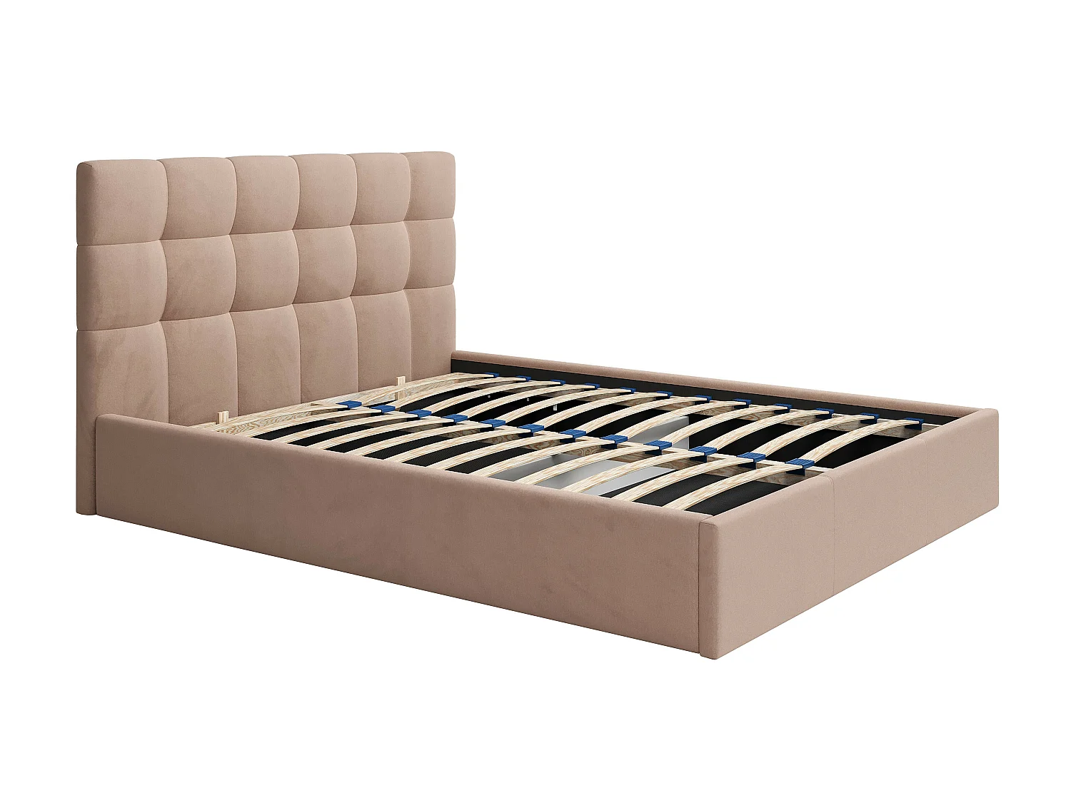 Lit coffre 160 x 200 cm - Velours - Beige + Matelas - MIRDAL de Pascal Morabito