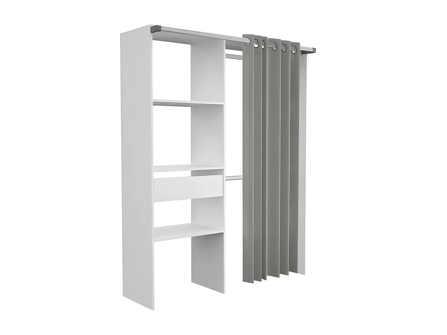 BARI Dressing non extensible Blanc 1 tiroir - L 143,5 x P 48 x H 181,9 cm
