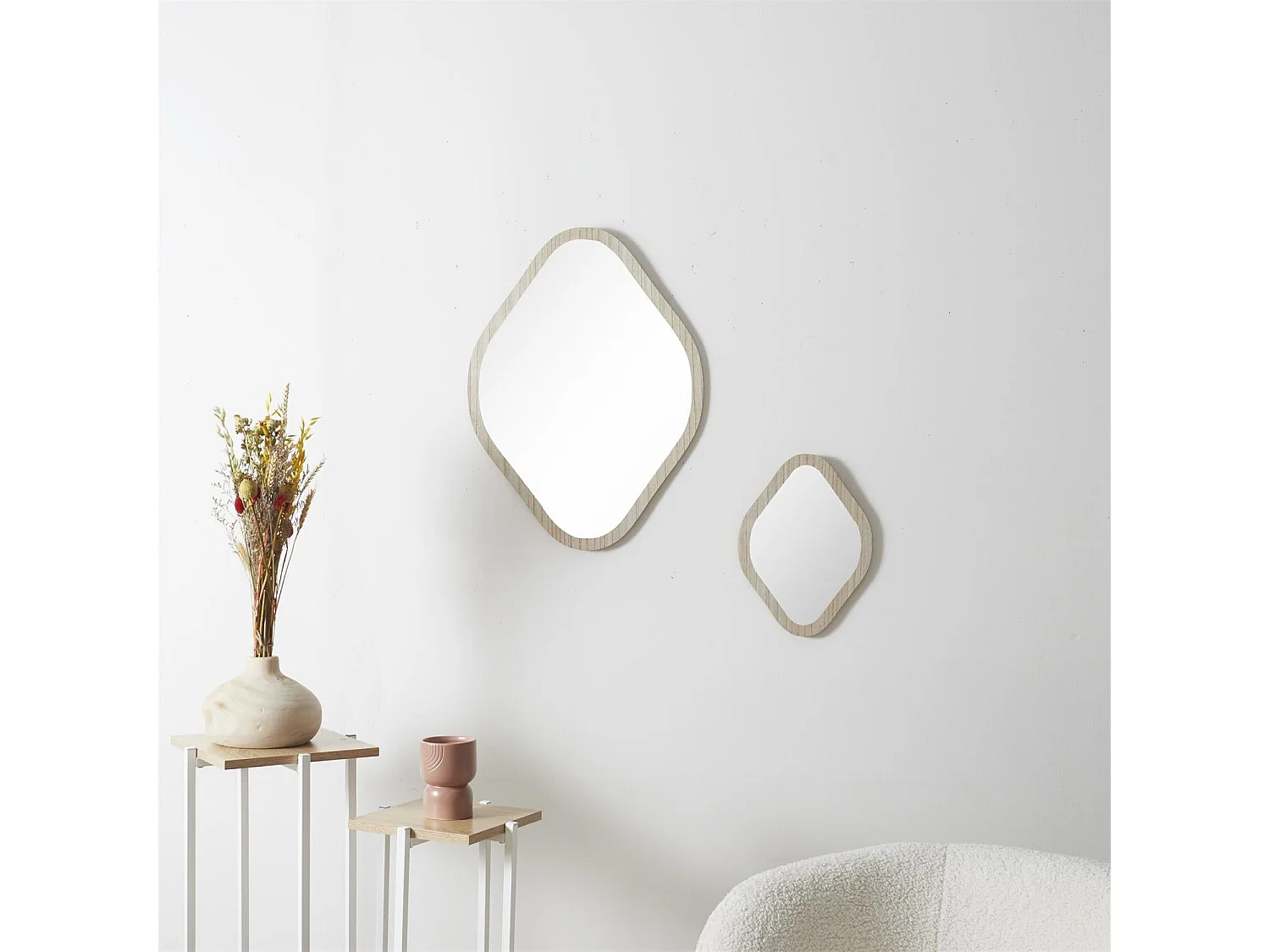 Miroir Deco Contour Bois Losange H34cm Elio Marron