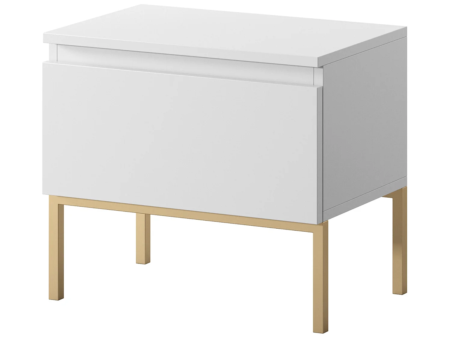 Table de chevet - blanc avec pieds dorés - BEMMI