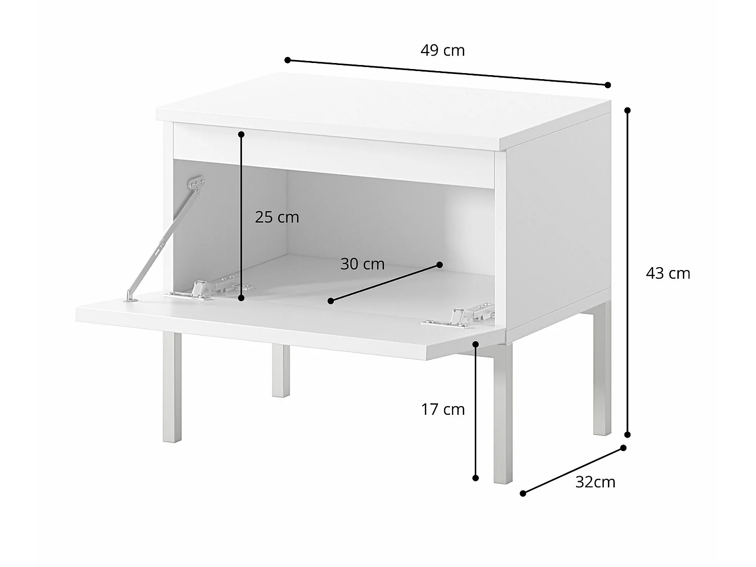 Table de chevet - blanc avec pieds dorés - BEMMI