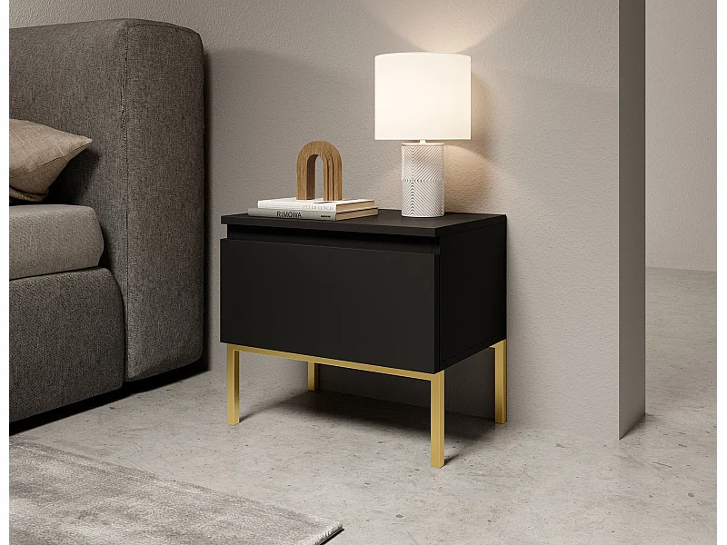 Comodino - nero con gambe dorate - BEMMI
