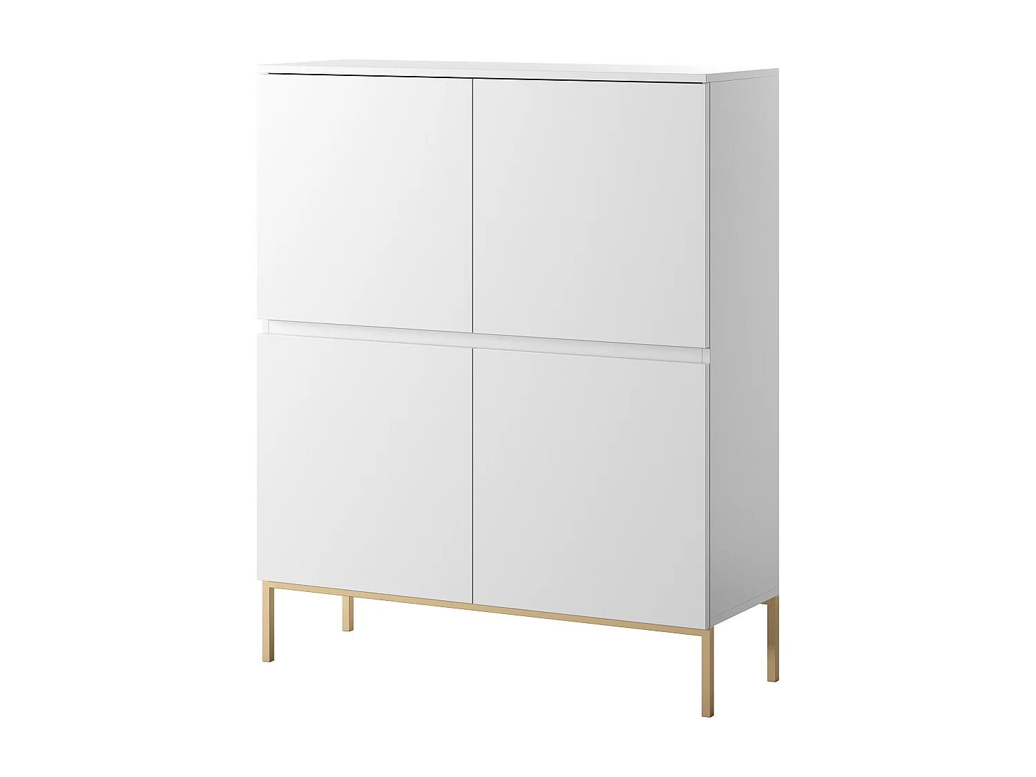 Commode haute - 100 cm - blanc avec pieds dorés - BEMMI
