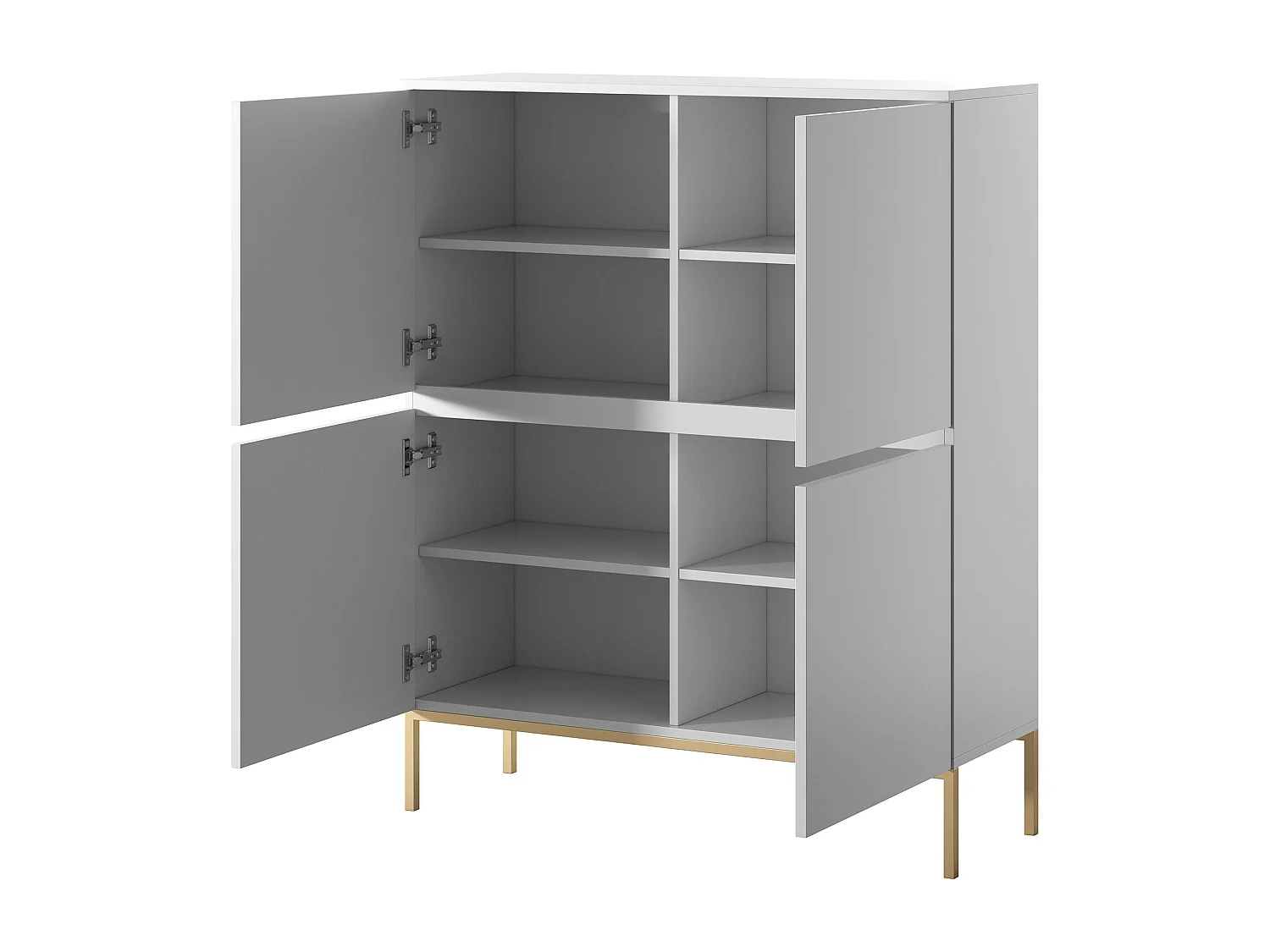 Commode haute - 100 cm - blanc avec pieds dorés - BEMMI