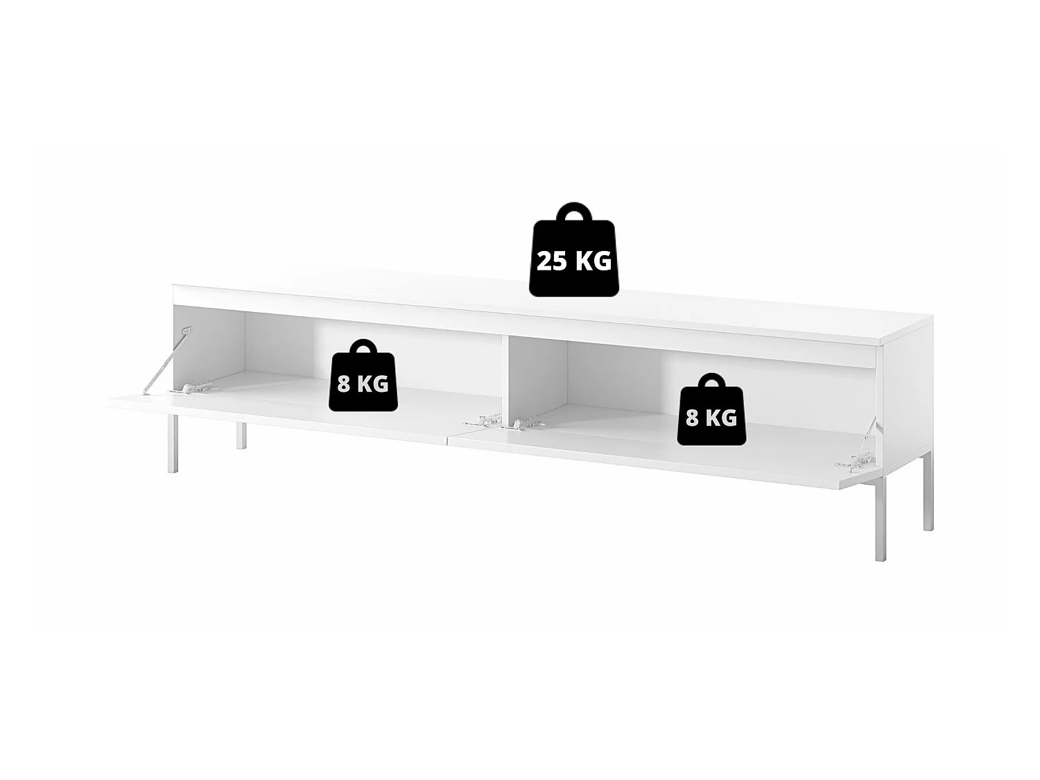 TV-meubel - 175 cm - zwart met gouden poten - BEMMI