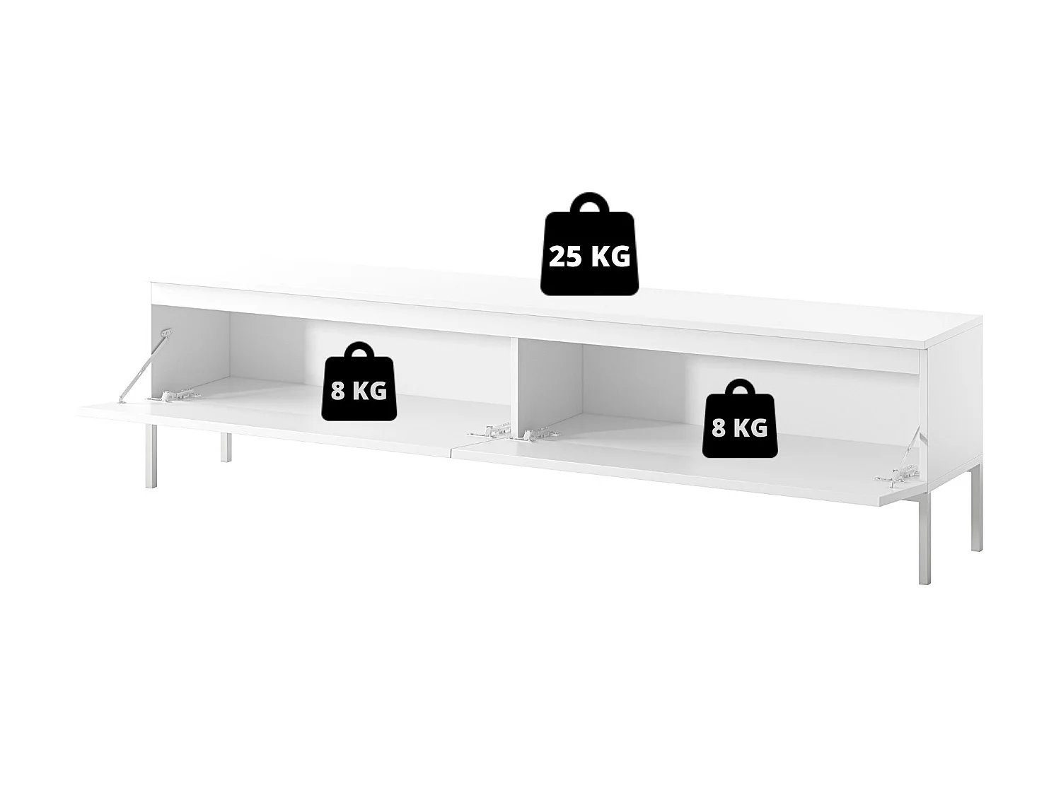 TV-meubel - 175 cm - zwart met gouden poten - BEMMI