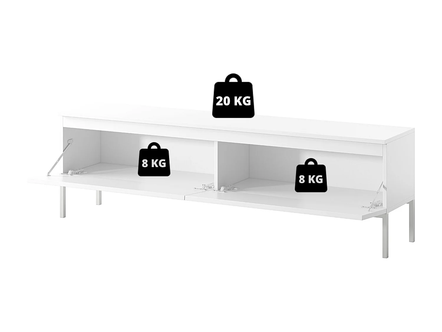 TV-Lowboard - Weiß mit goldenem Metallgestell - 150 cm - BEMMI