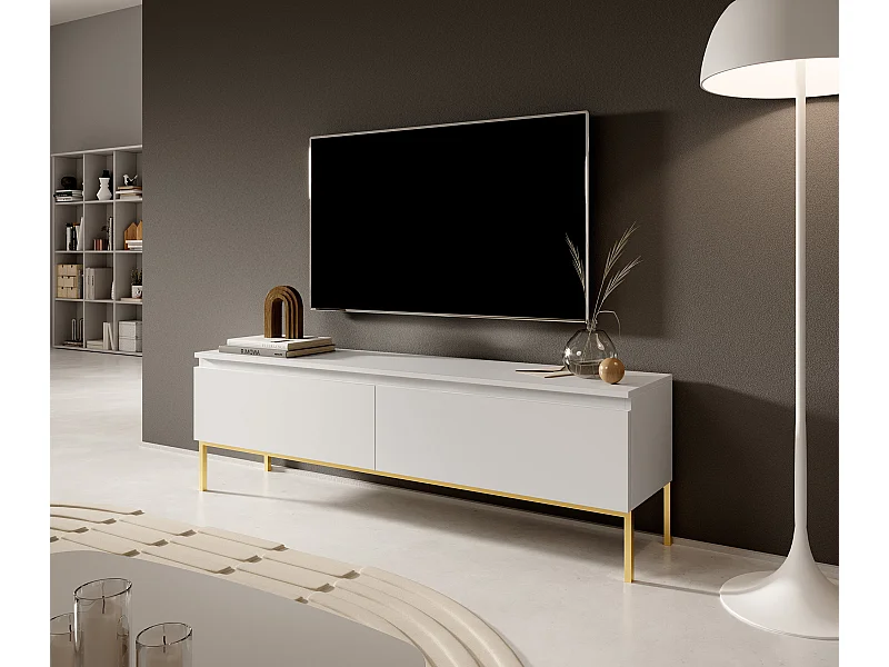 Mobile TV - 150 cm - bianco con gambe dorate - BEMMI