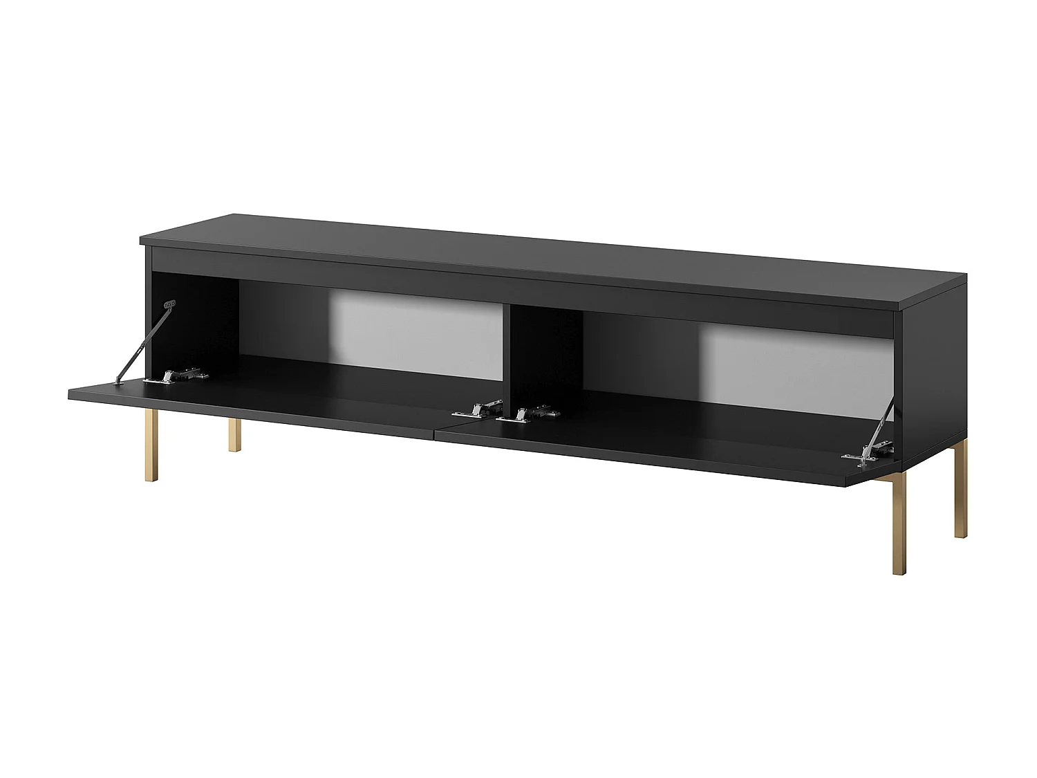 Mueble TV - 150 cm - negro con patas doradas - BEMMI