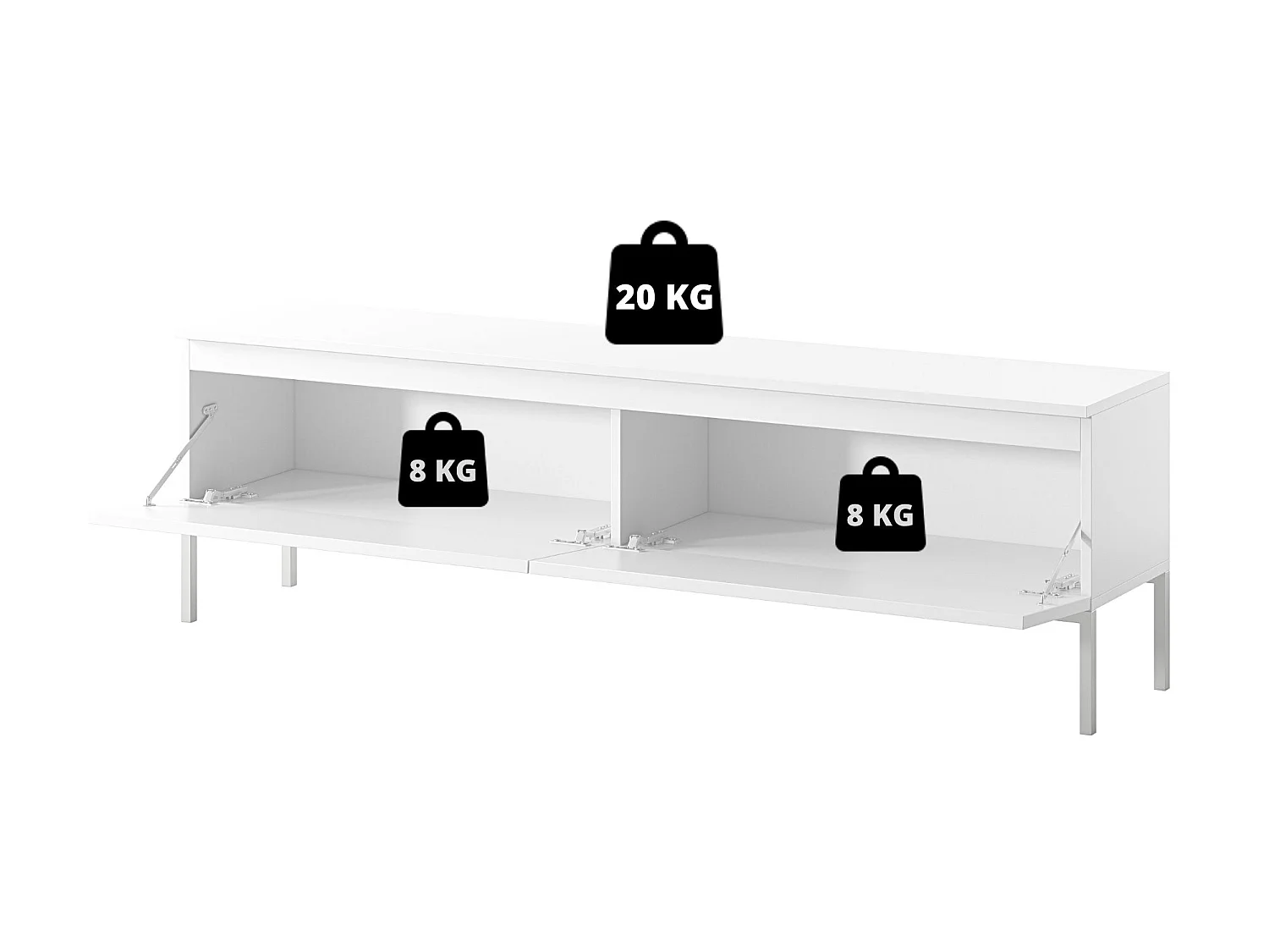 Mueble TV - 150 cm - negro con patas doradas - BEMMI