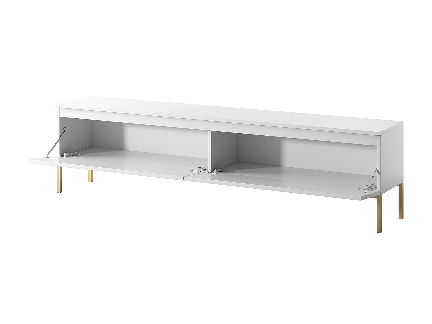TV-meubel - 175 cm - wit met gouden poten - BEMMI