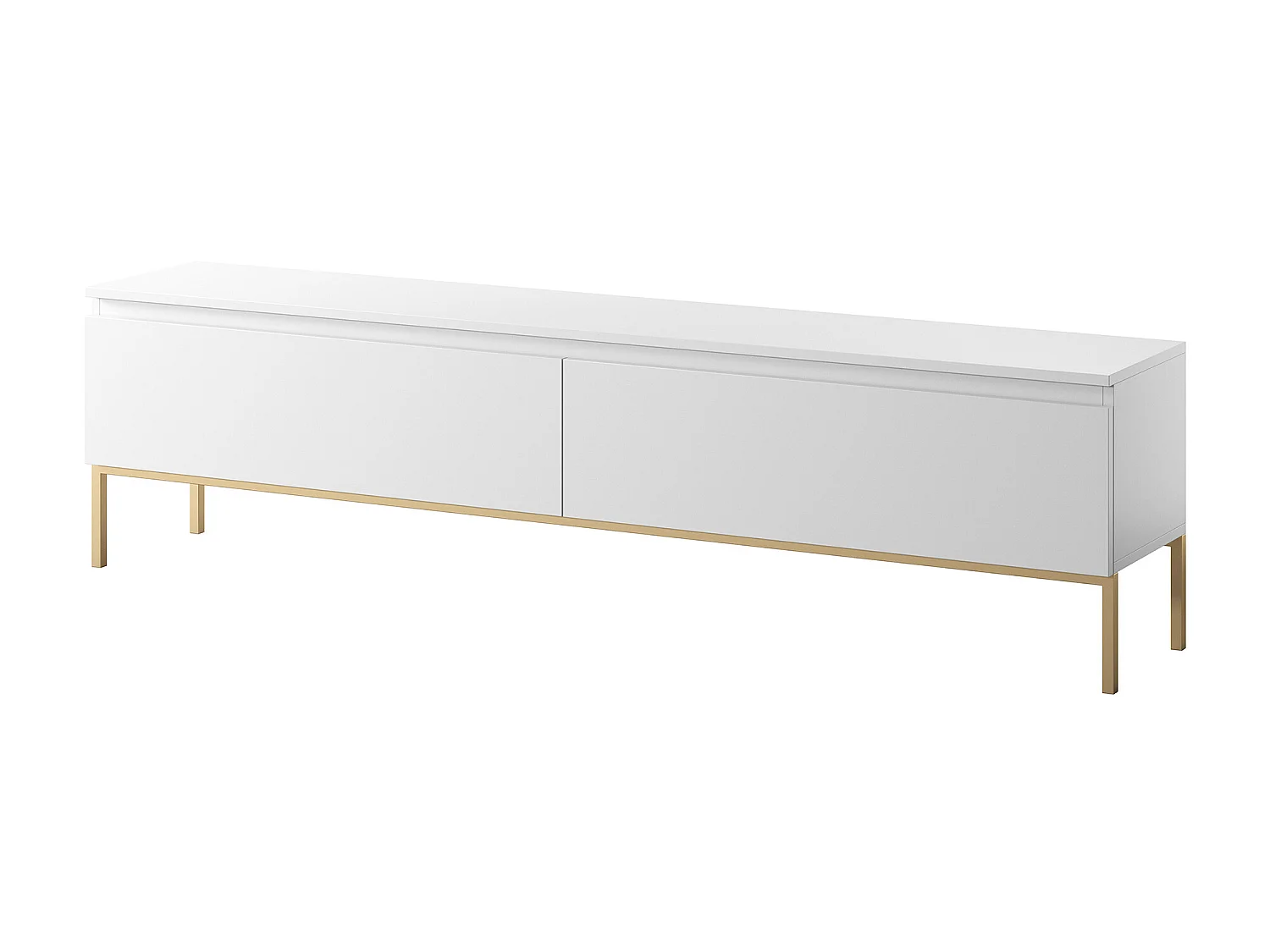 Meuble TV - 175 cm - blanc avec pieds dorés - BEMMI