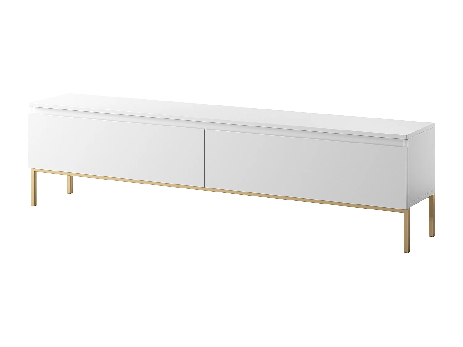 Meuble TV - 175 cm - blanc avec pieds dorés - BEMMI