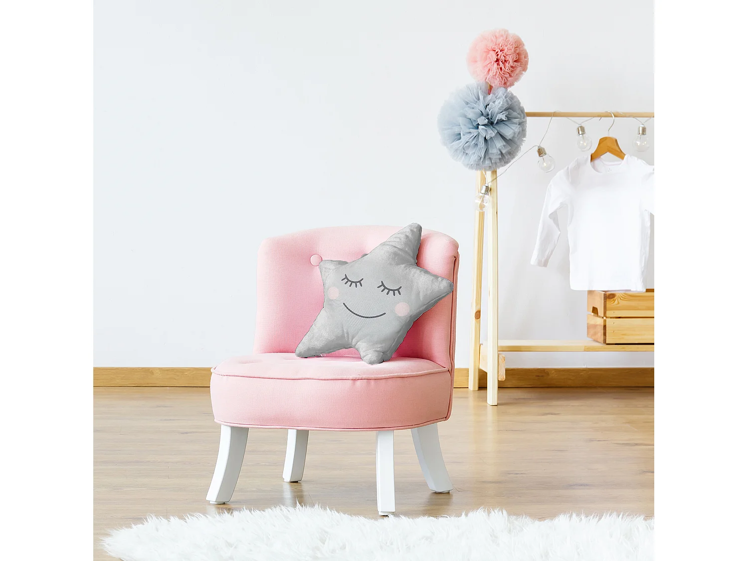 Coussin Etoile Gris 44x37cm