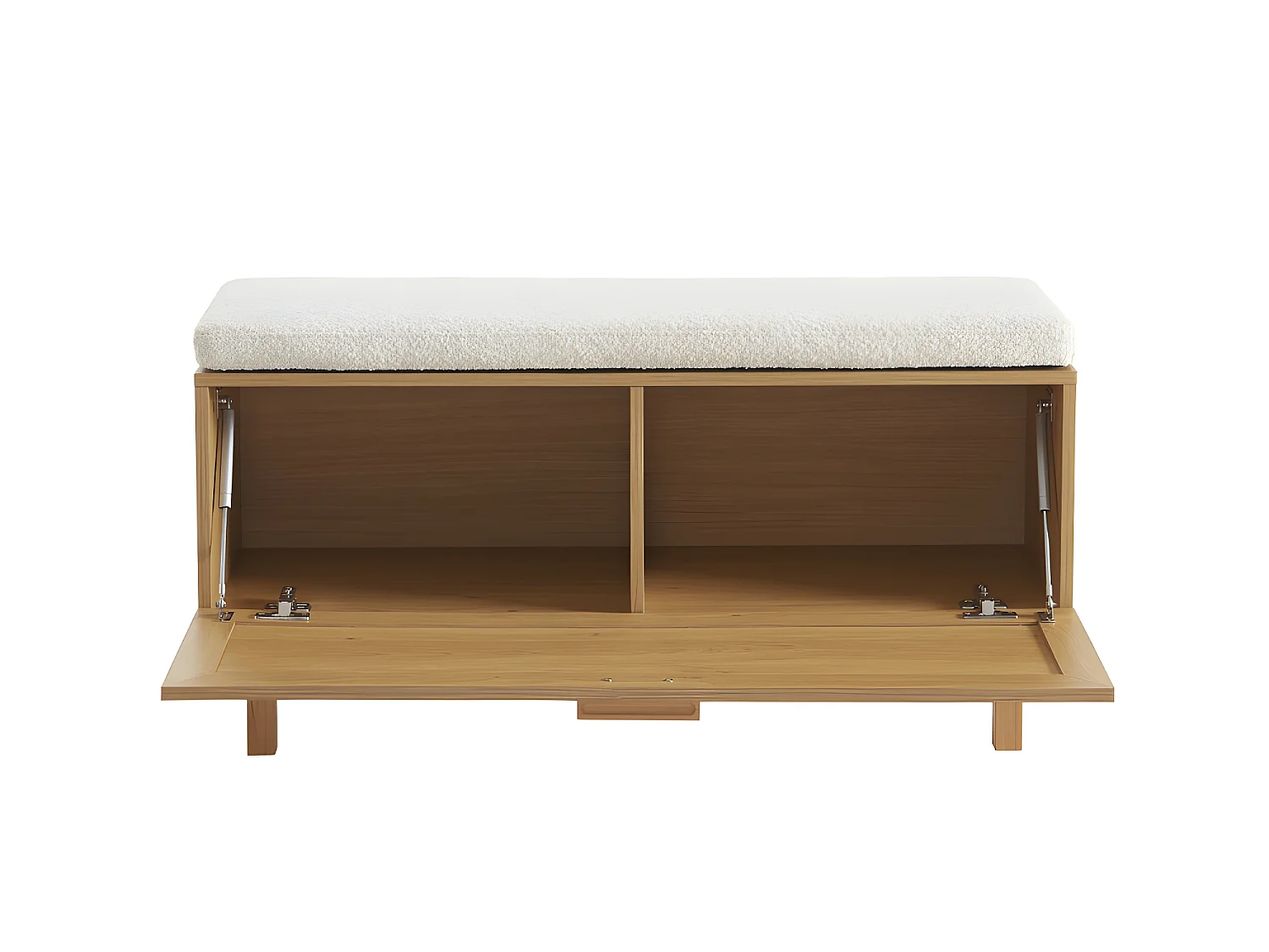 June - Banc d'entrée avec rangement chaussures en bois et cannage L100cm - Bois clair