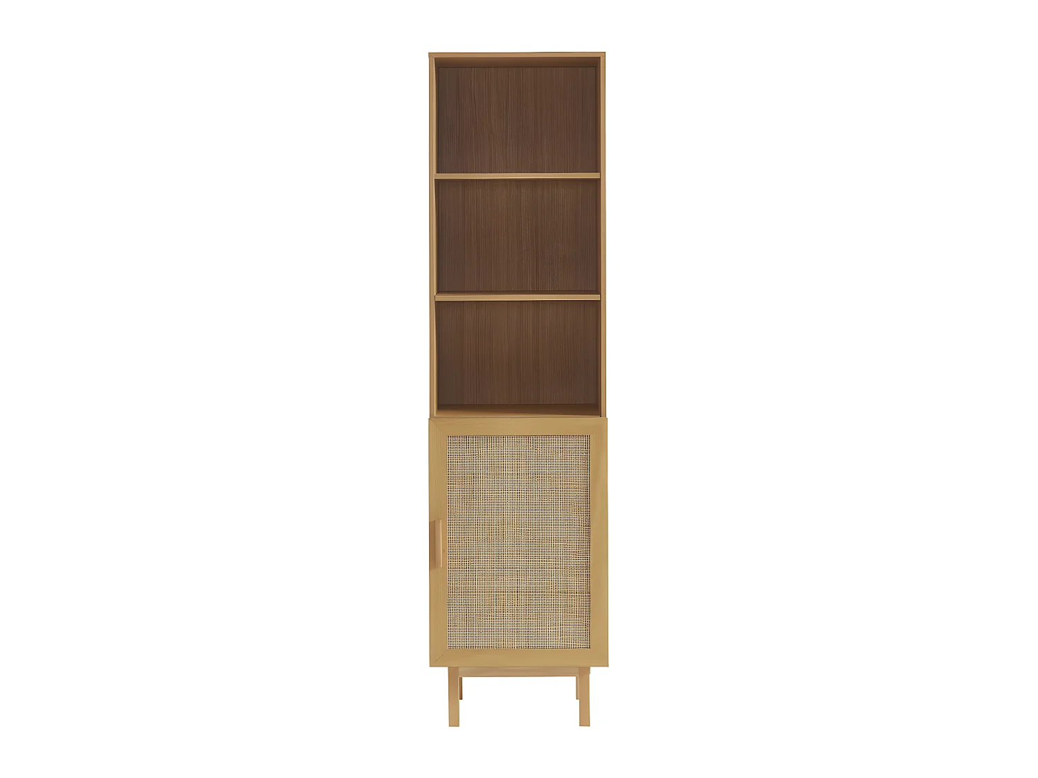 June - Colonne de rangement en bois et cannage H190cm - Bois clair