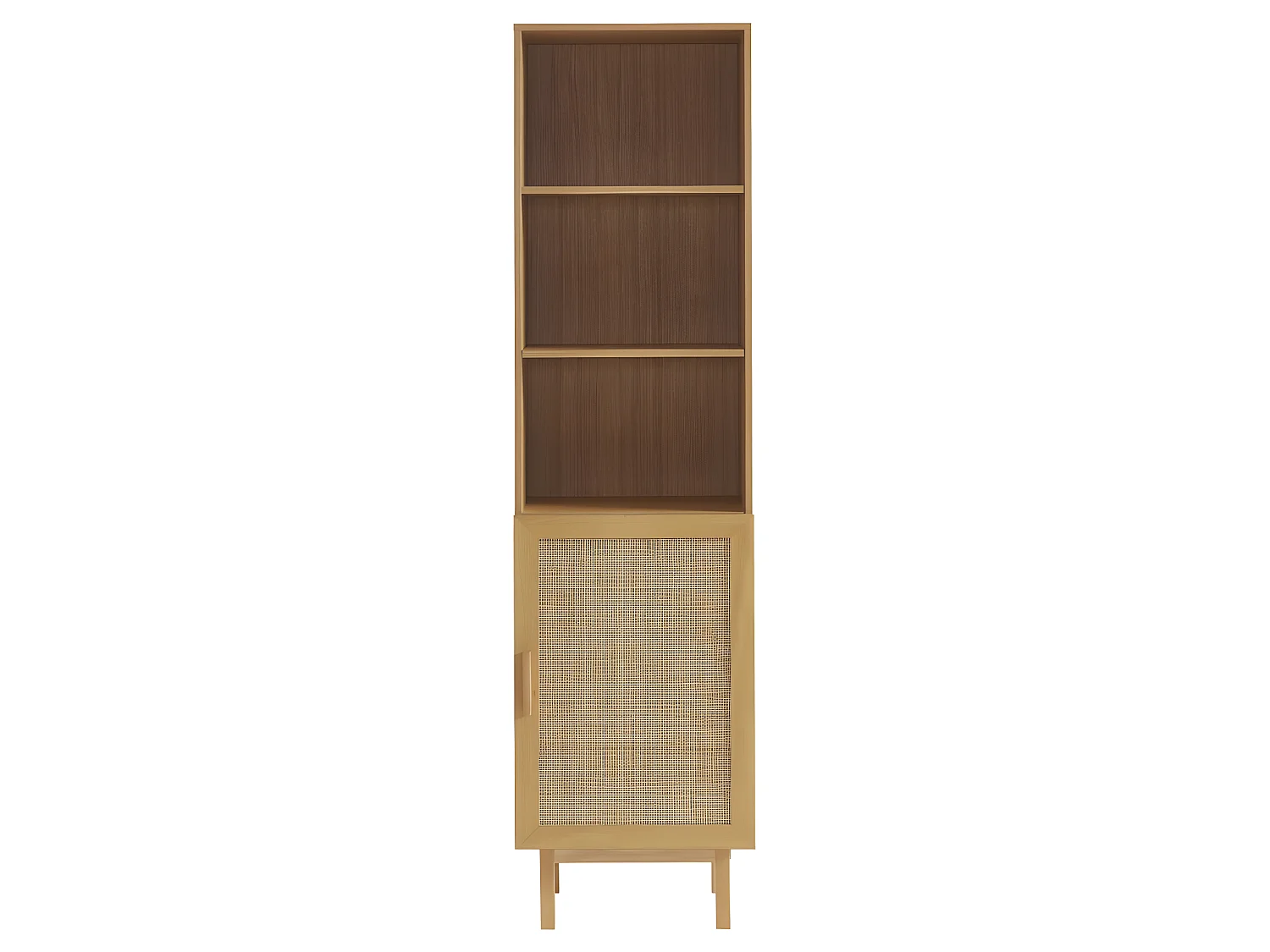 June - Colonne de rangement en bois et cannage H190cm - Bois clair