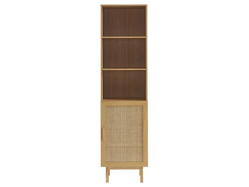 June - Colonne de rangement en bois et cannage H190cm - Bois clair