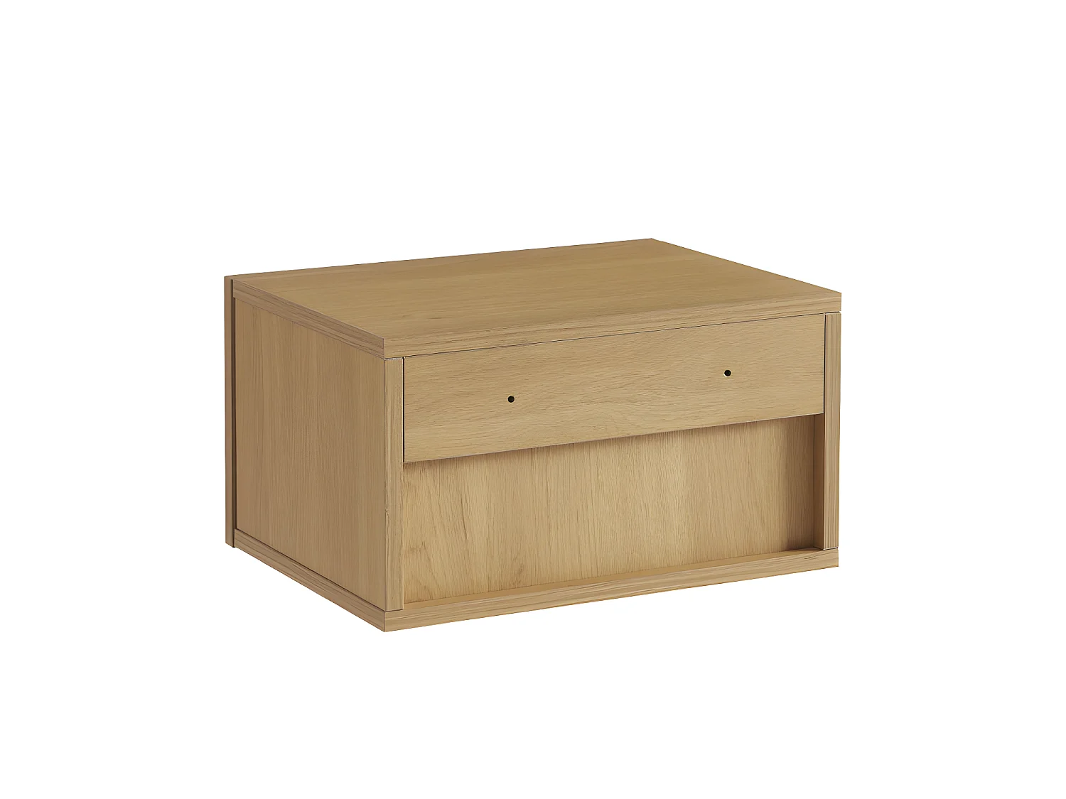 June - Lot de 2 tables de chevet murales avec rangement en bois et cannage - Bois clair