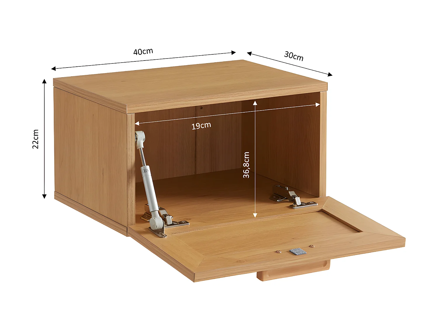 June - Lot de 2 tables de chevet murales avec rangement en bois et cannage - Bois clair