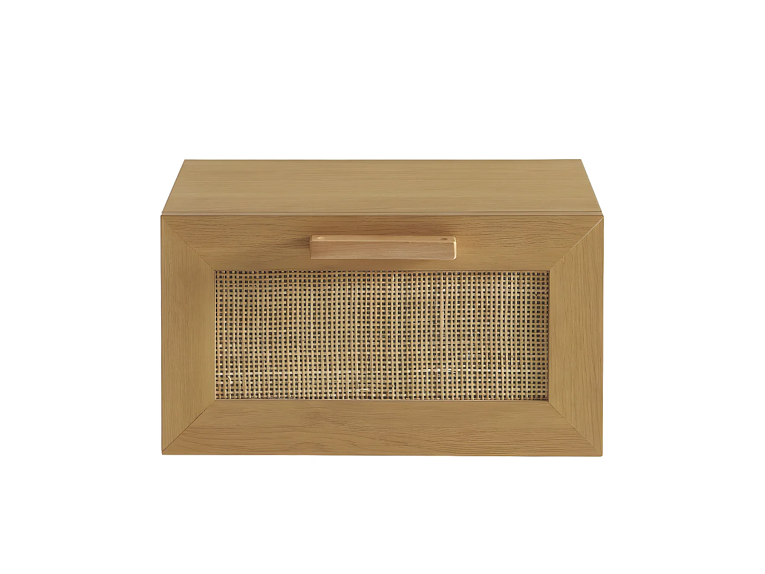 June - Lot de 2 tables de chevet murales avec rangement en bois et cannage - Bois clair